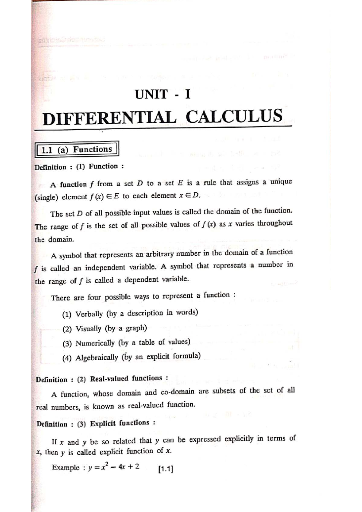 Unit I: Differential Calculus Concepts and Definitions - Studocu