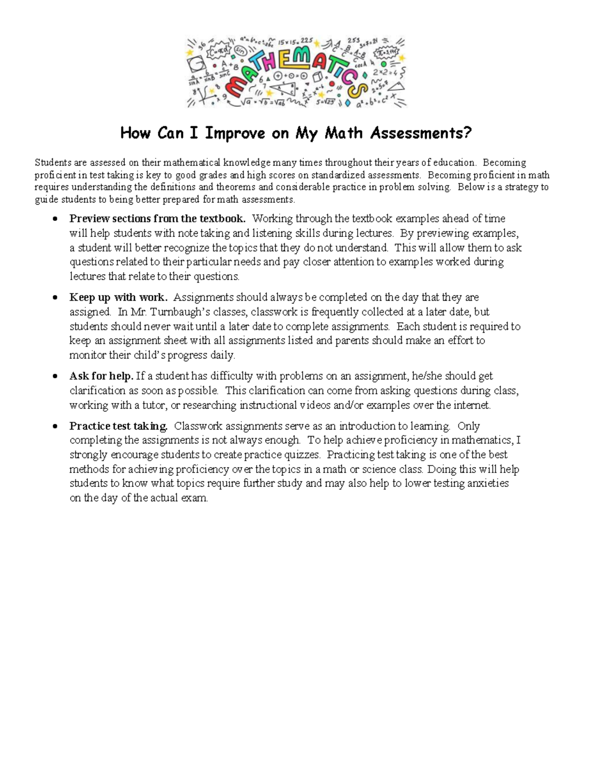 Strategies for Improving Math Assessment Performance - Studocu