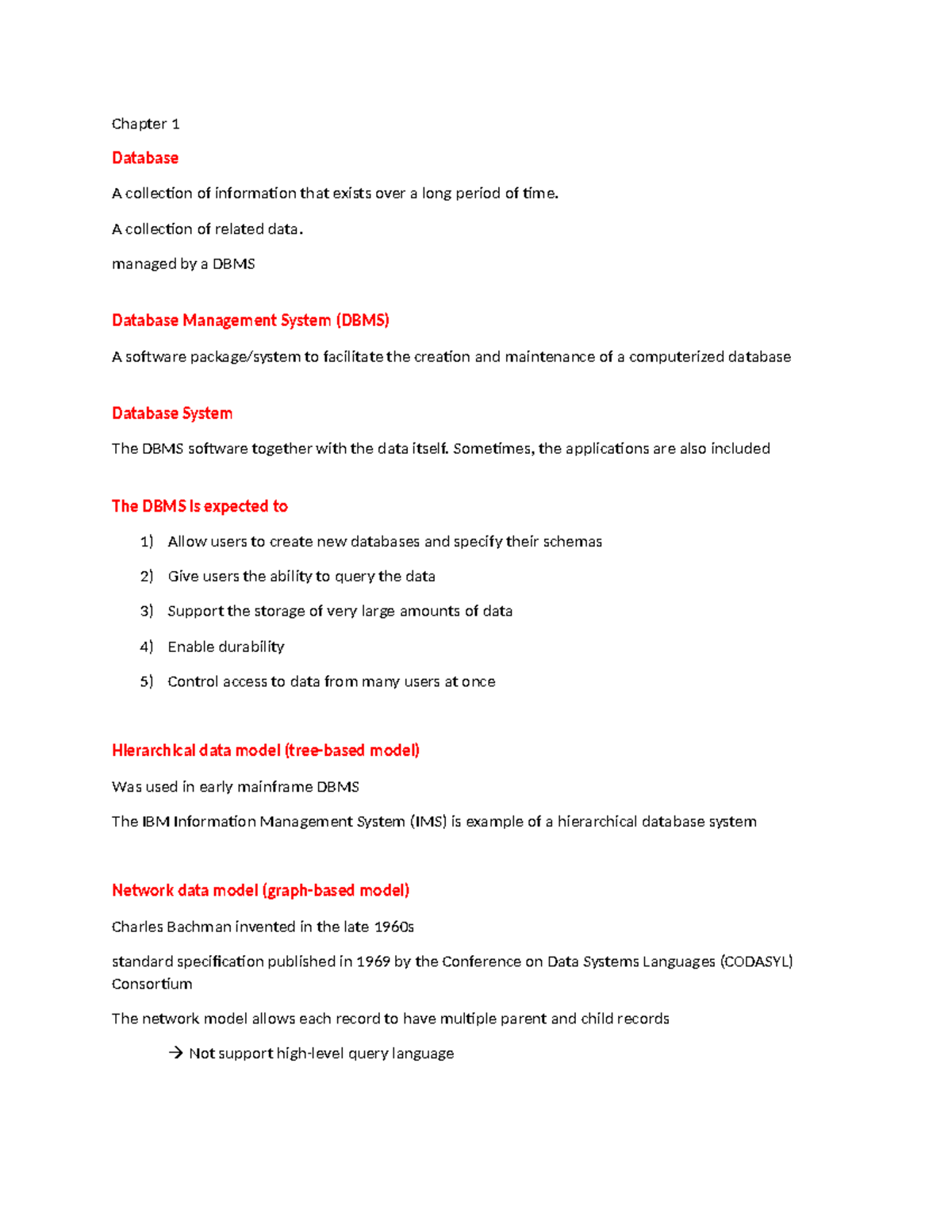 DBI202- Chapter 1: Introduction to Database Systems and Models - Studocu