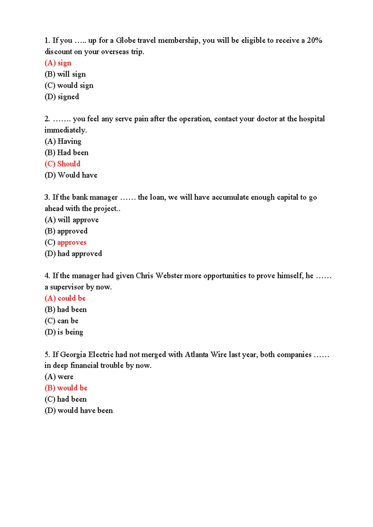 Conditional Sentences Practice (ENG 101) - Studocu