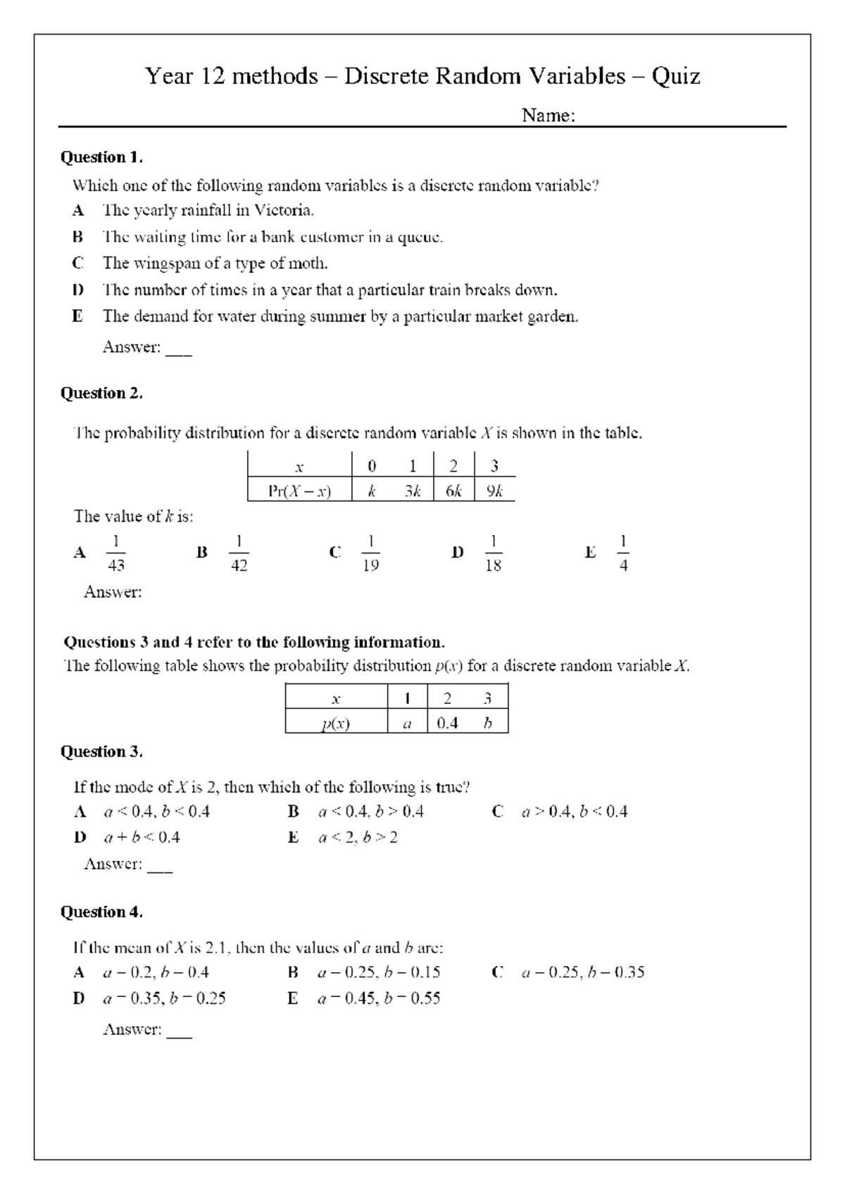Disc Ran Var Quiz - maths practice - REL 2300 - Year 12 methods ...