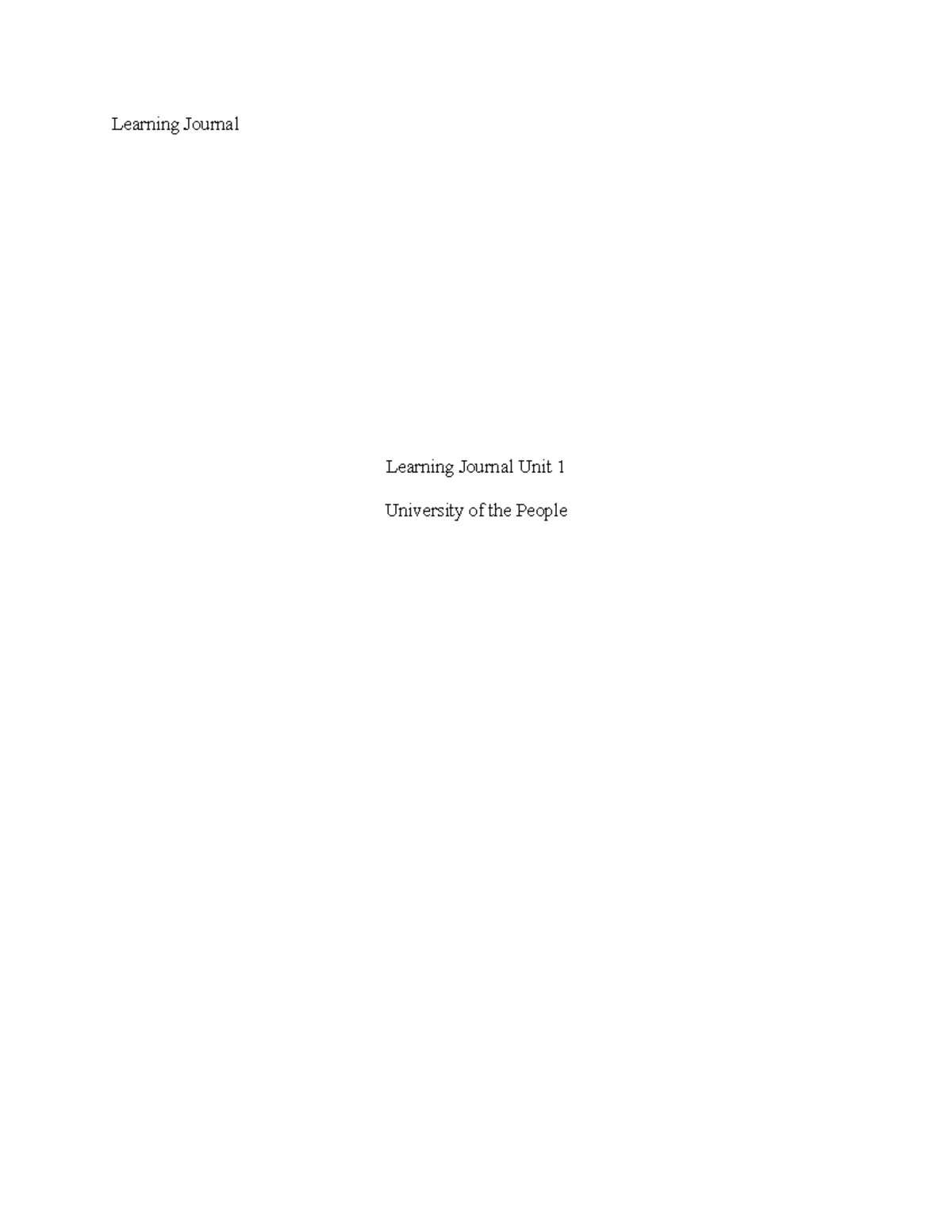 Learning Journal Unit 1 HS 4810 - Learning Journal Learning Journal ...