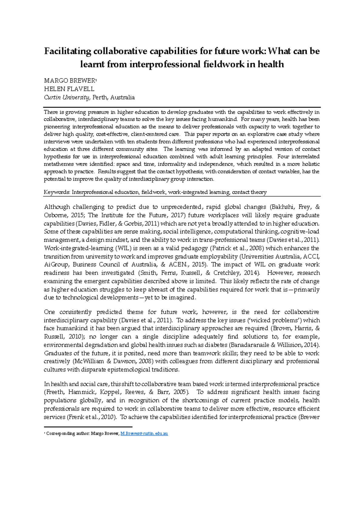 Facilitating Collaborative Capabilities in Health Education: Insights ...
