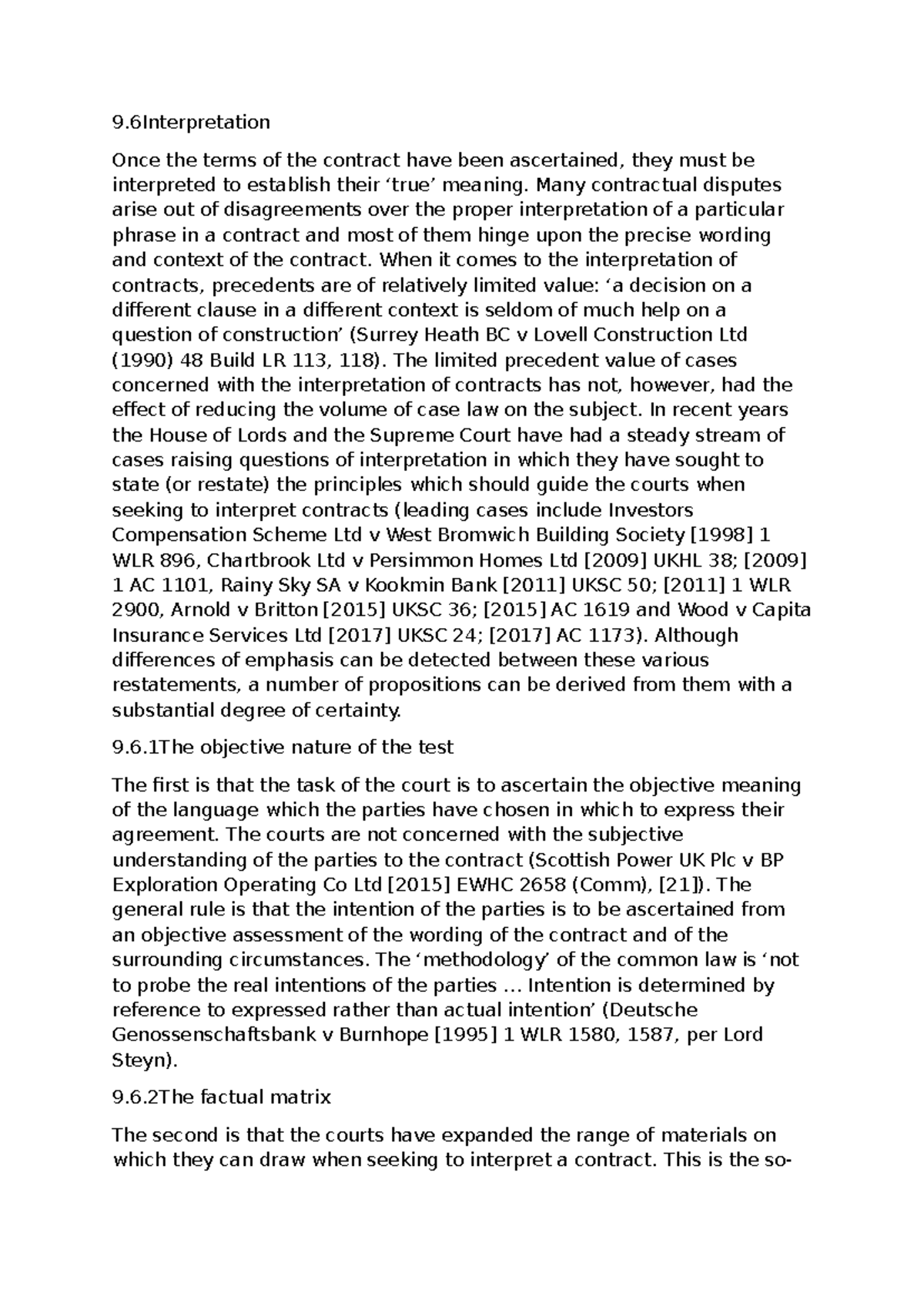 Contract Law (9.6): Interpretation of Contractual Terms and Principles ...