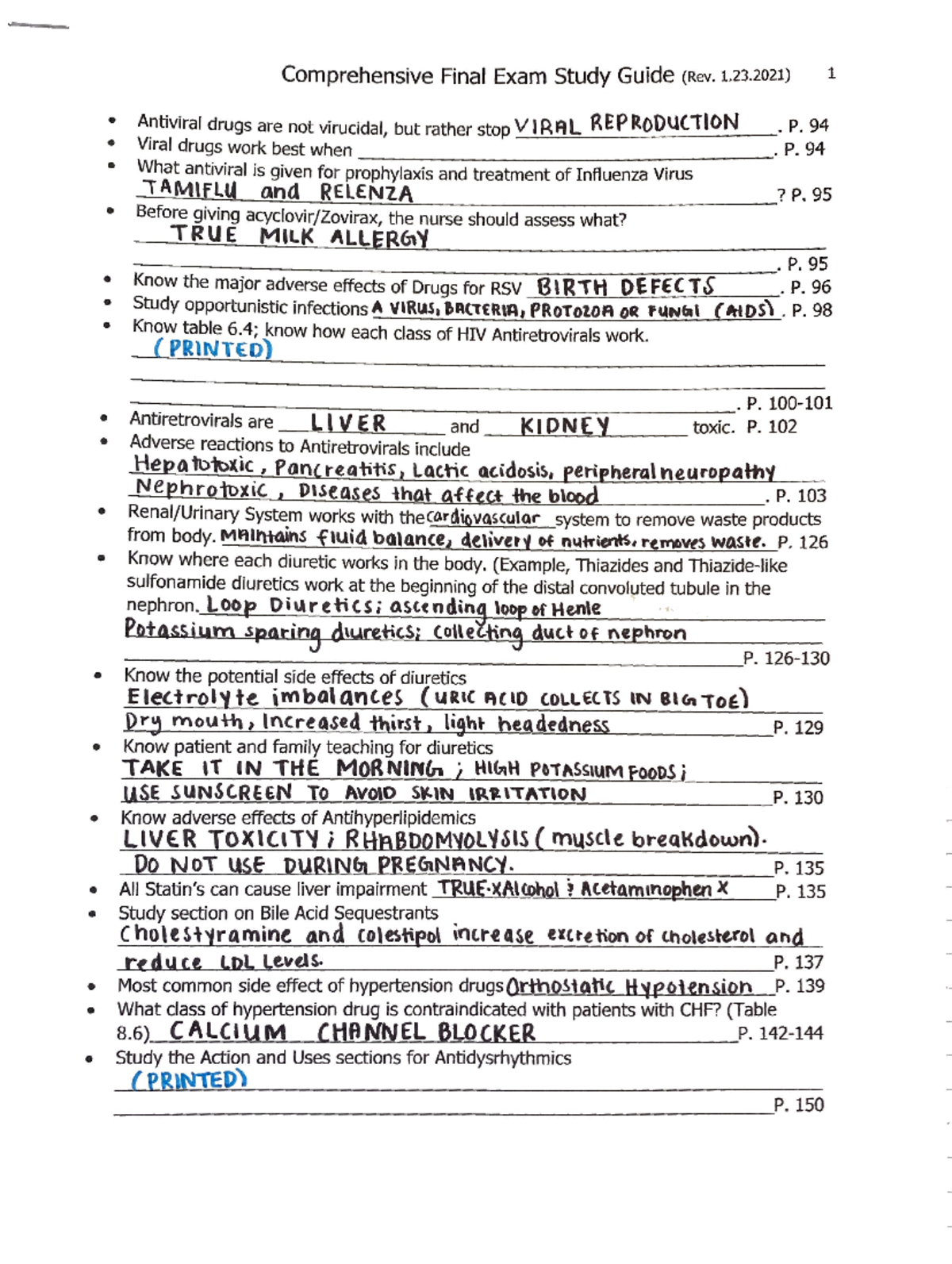 Pharmacology 2 Final Exam Study Guide (Comprehensive) - Studocu