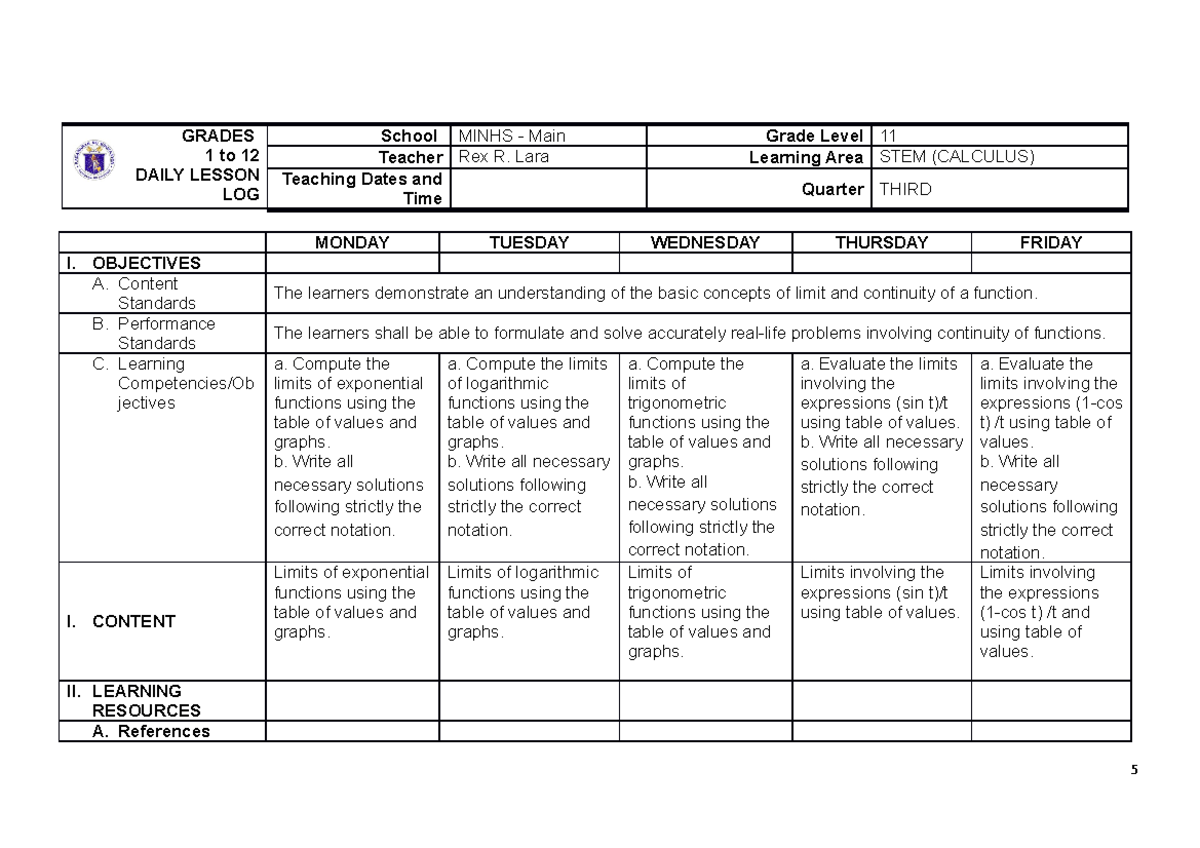 Calculus DLL: Week 2 Focus on Limits and Continuity Concepts - Studocu