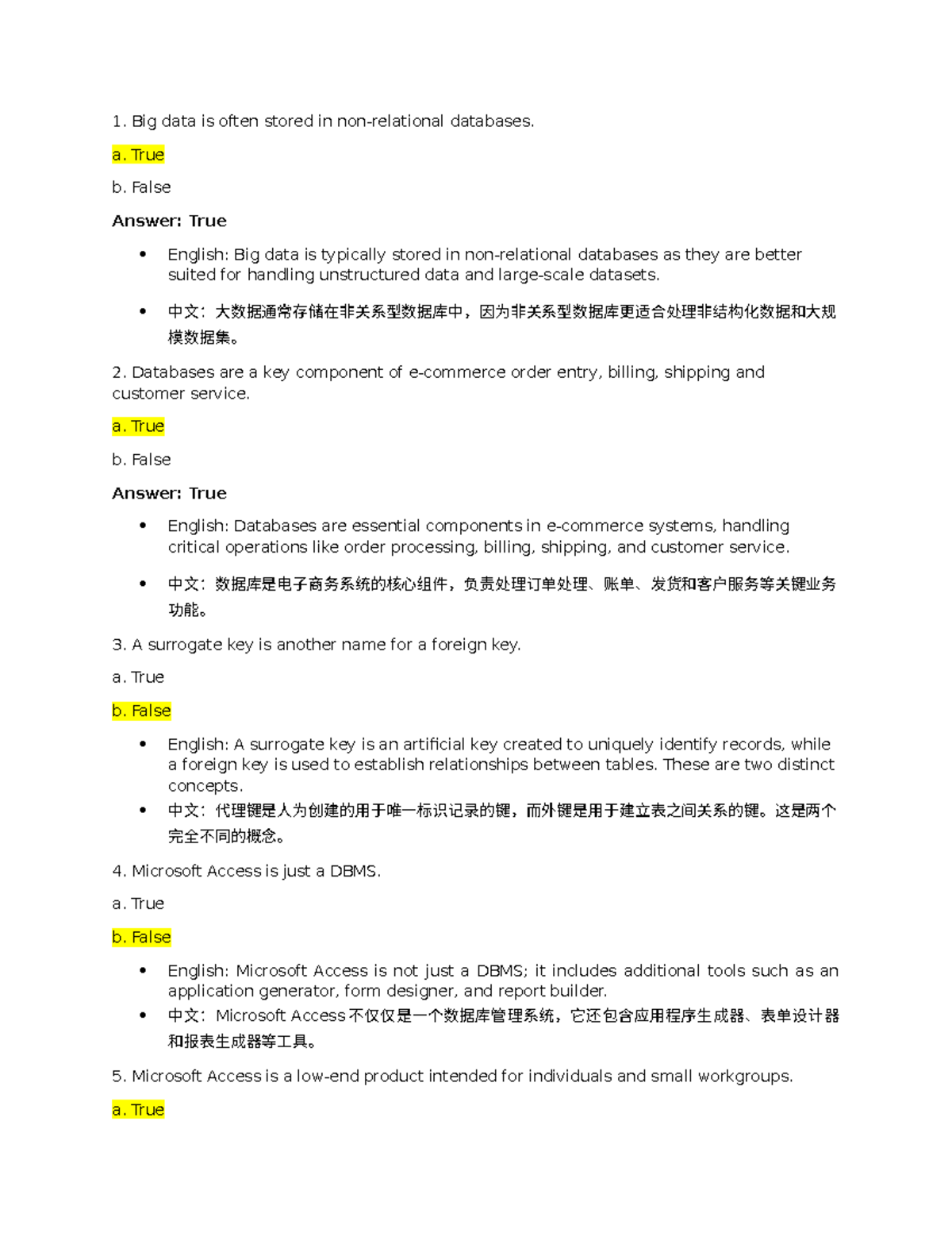 Midterm Questions - Big data is often stored in non-relational ...