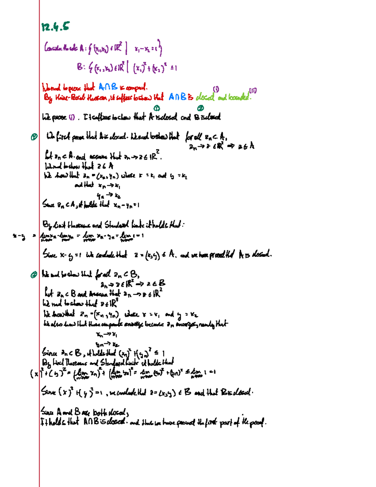 MATH 12: Proof of Compactness for Sets A and B - Studeersnel