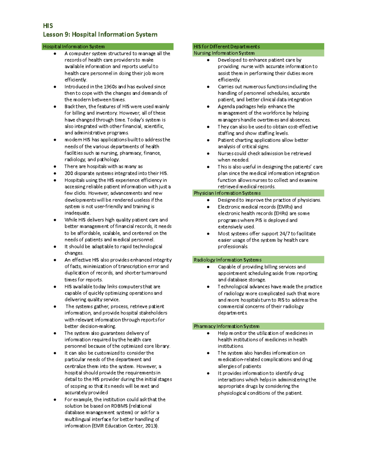 Hospital Information System - Lesson 9: Hospital Information System ...