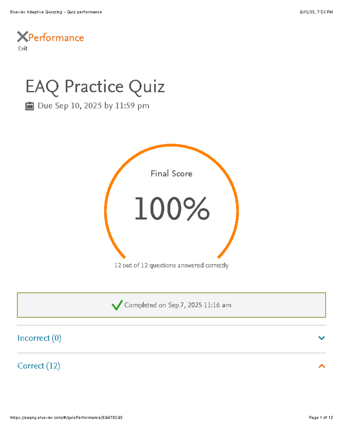Elsevier Adaptive Quizzing - Quiz Performance Analysis and Insights ...