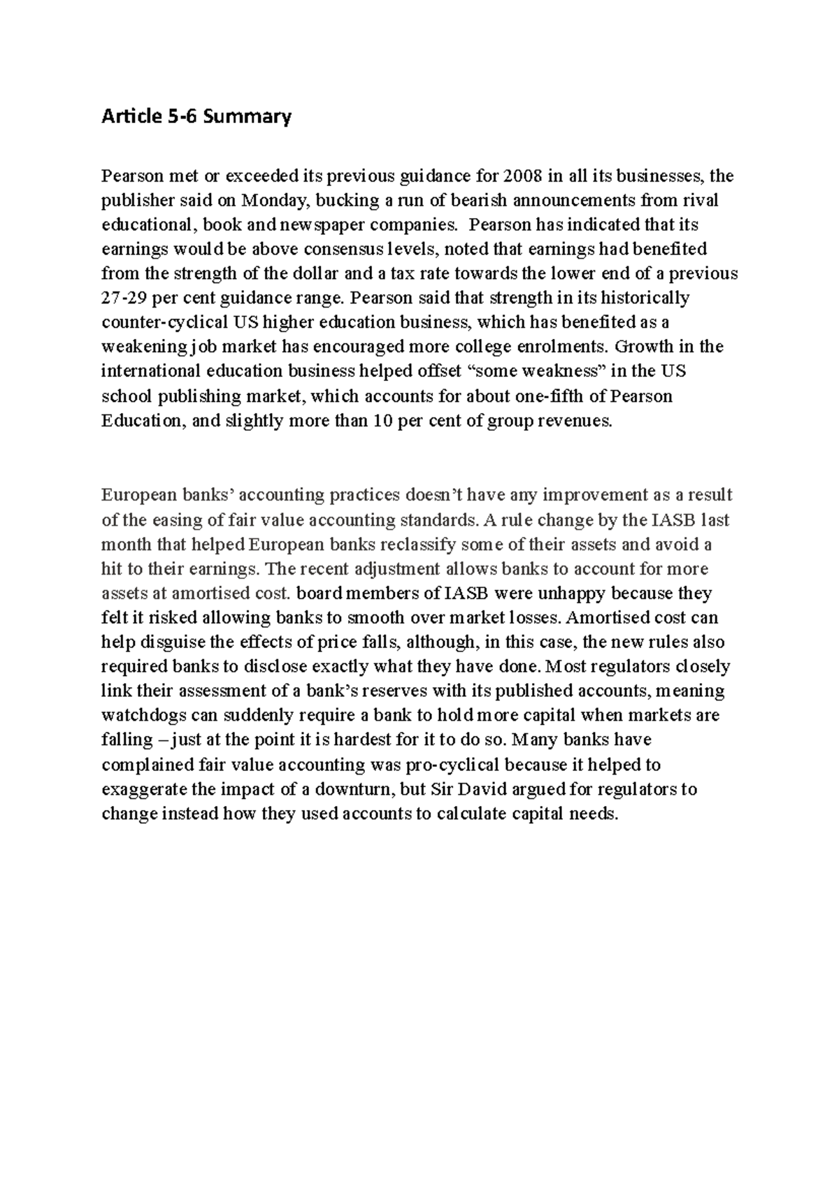 Article 5 6 - econommic - Aricle 5-6 Summary Pearson met or exceeded ...