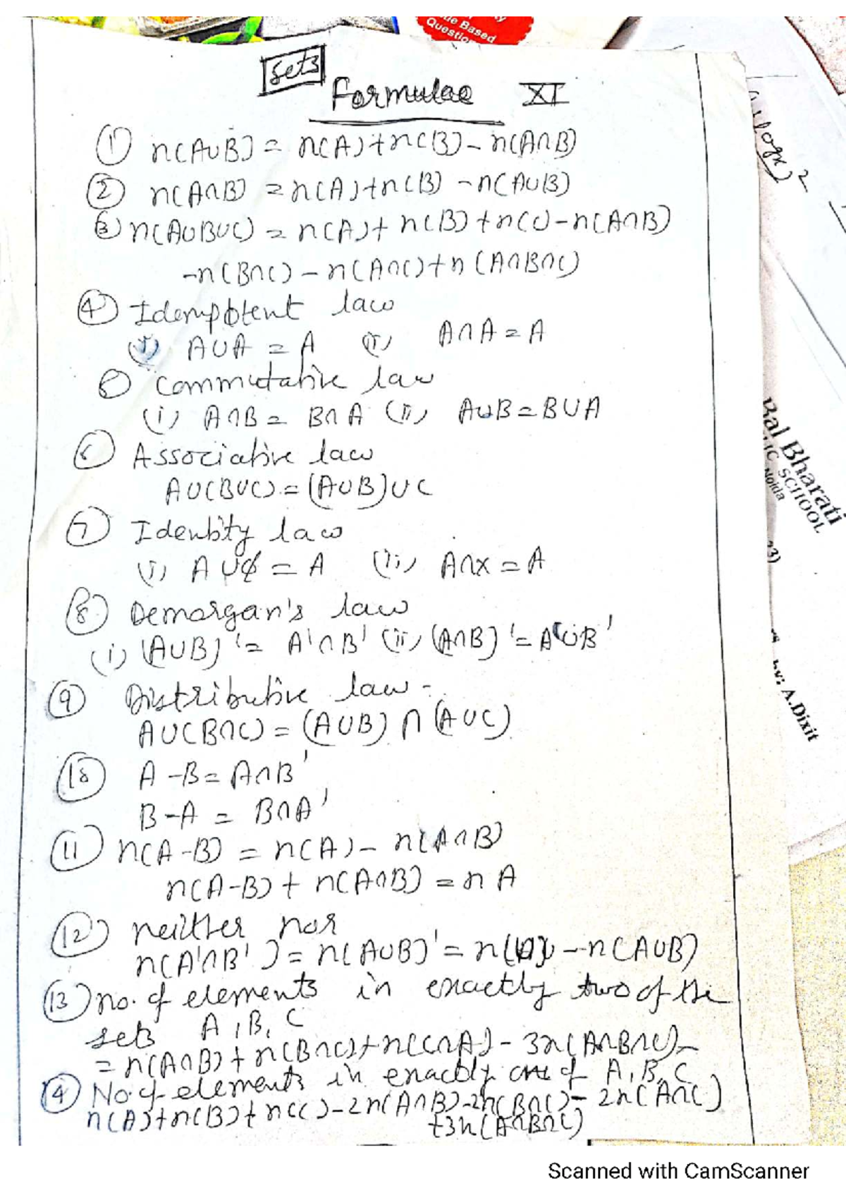 Sets Formulae XI: Key Laws and Principles in Set Theory - Studocu