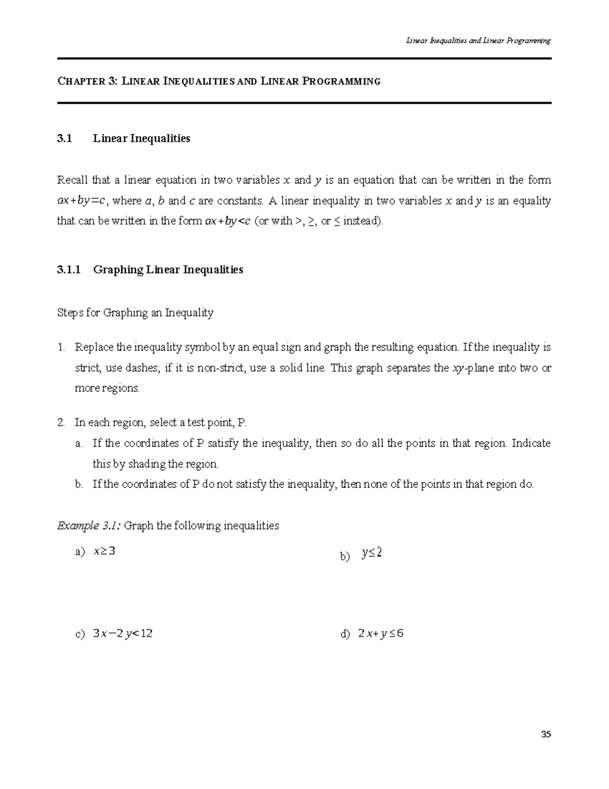 Chapter 3 Linear Inequalities - ####### CHAPTER 3: LINEAR INEQUALITIES ...