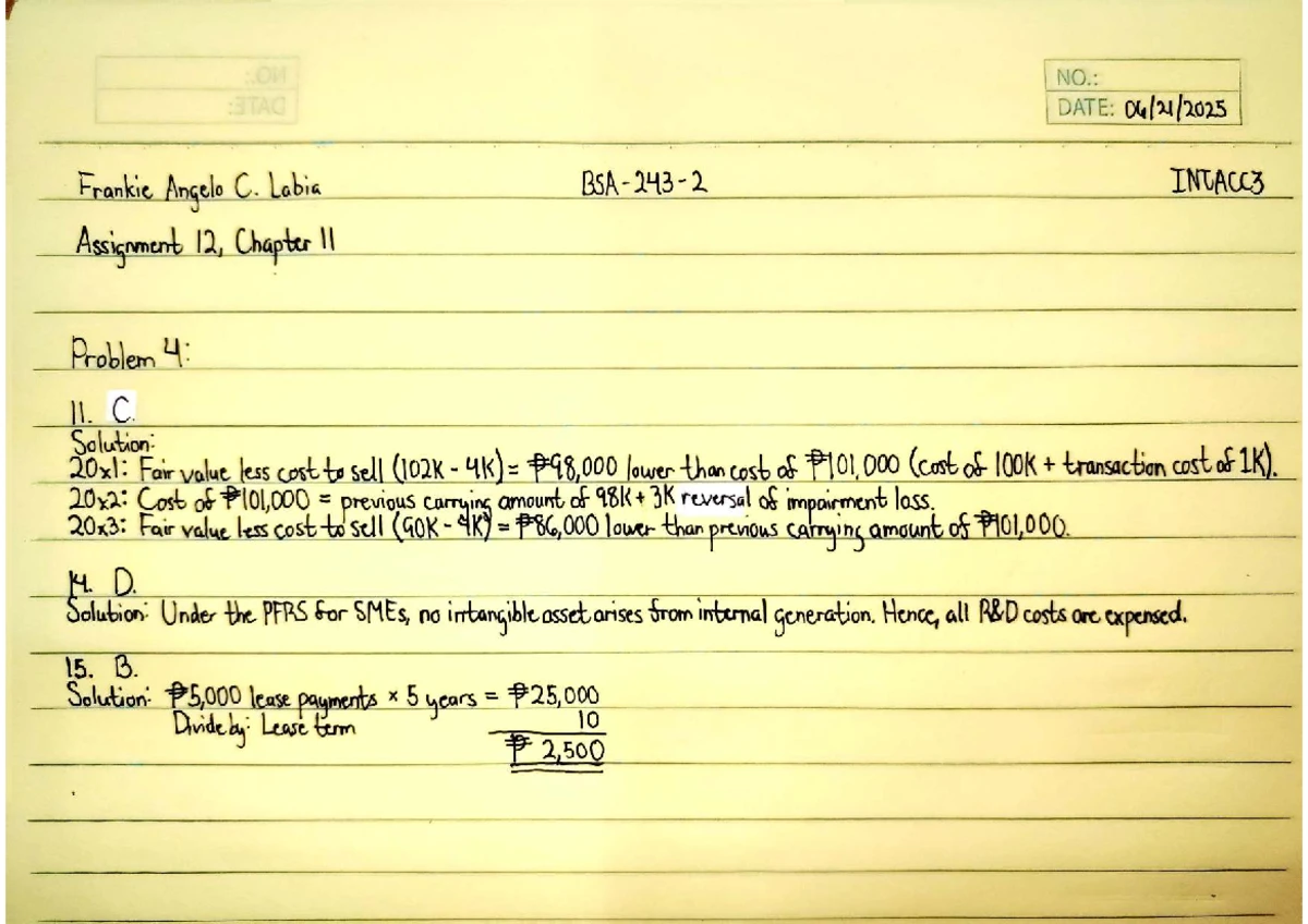 Intacc 3 Assignment 9: Chapter 8 Solutions & Exercises - Studocu