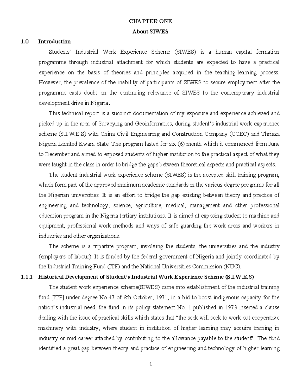 SIWES Industrial Work Experience Report: Surveying & Geoinformatics ...