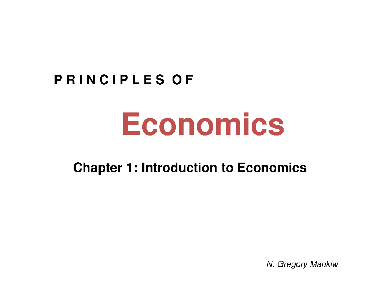 ECO 101: Chapter 1 - Introduction to Economics Lecture Notes - Studocu