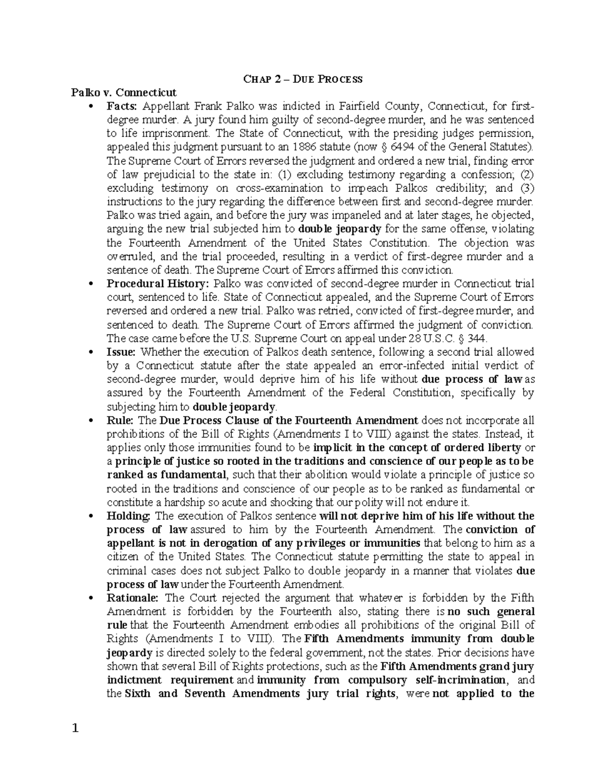 CHAP 2 DUE PROCESS: Key Cases and Rulings in Constitutional Law - Studocu