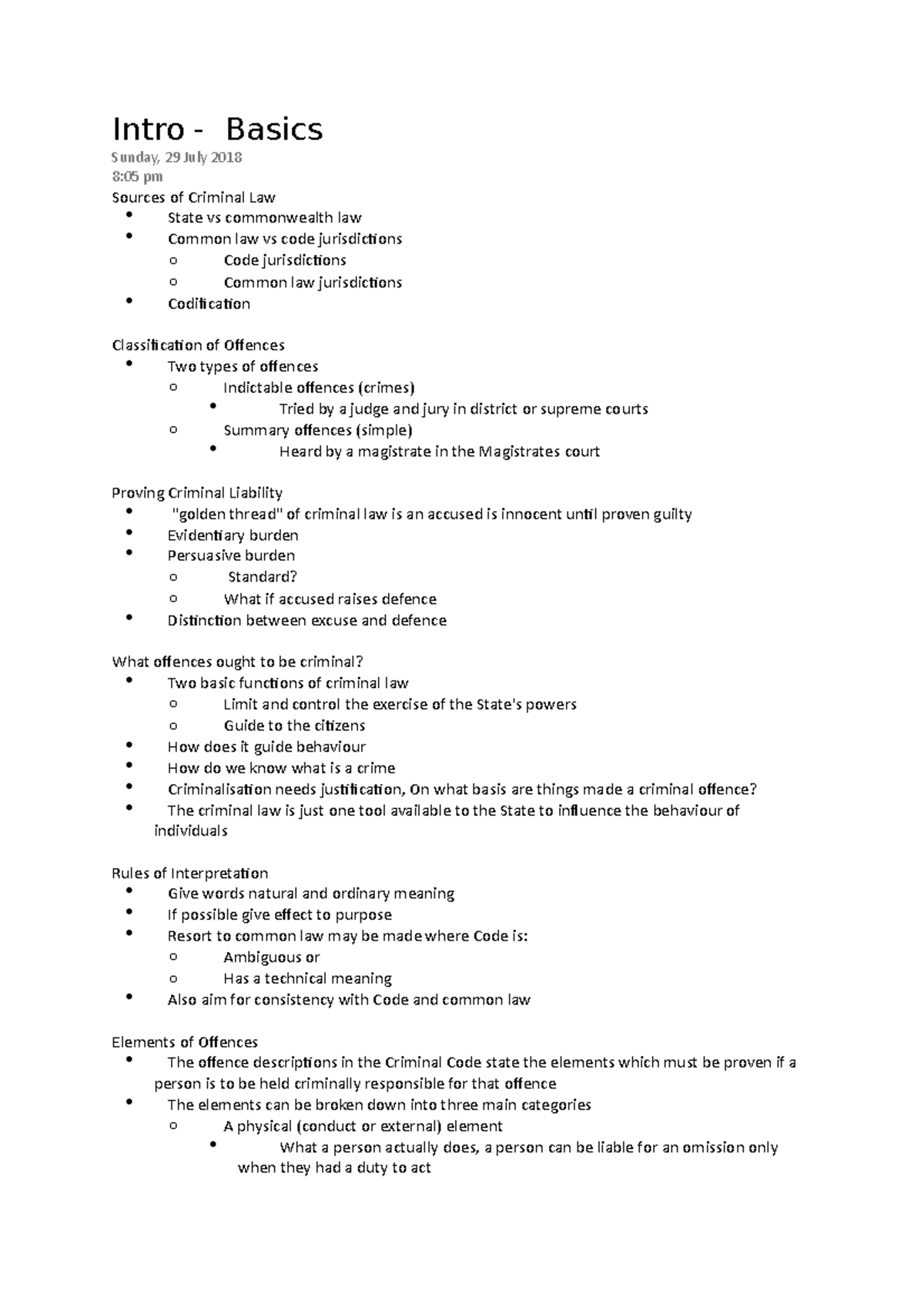 CRIM - Lecture Notes on Criminal Law Concepts and Offences - Studocu