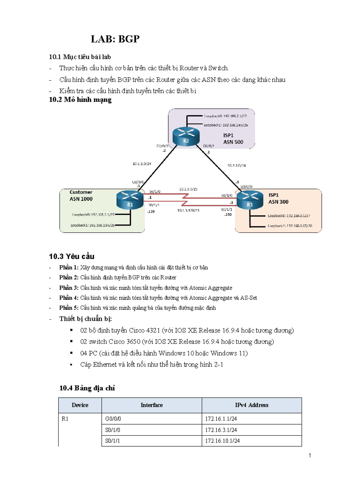 LAB: BGP Configuration and Verification for Cisco Routers - Studocu