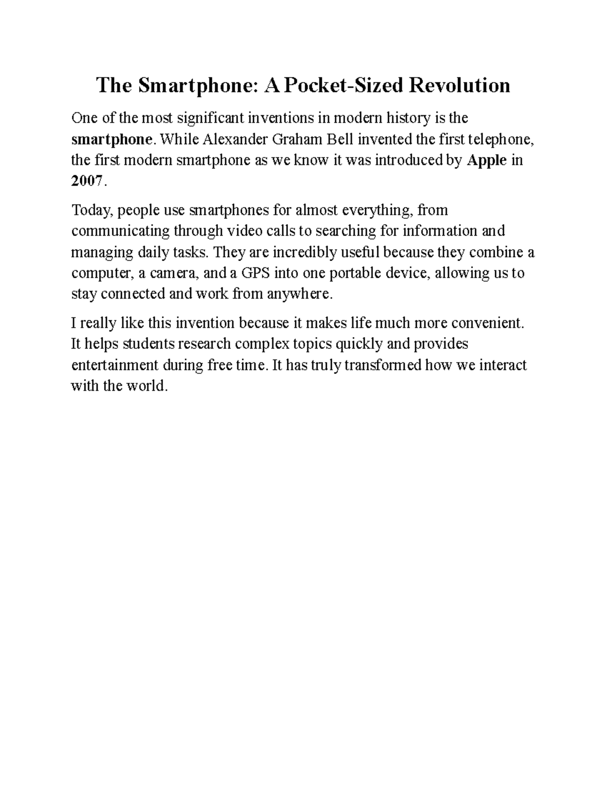ENG 101: Essay on the Impact of the Smartphone Revolution - Studocu