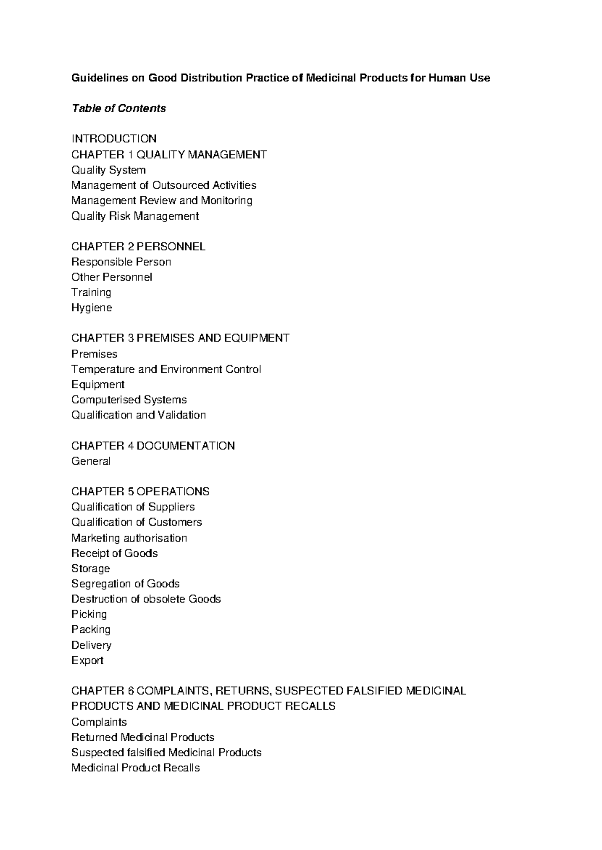 Guidelines on Good Distribution Practice (GDP) for Medicinal Products ...