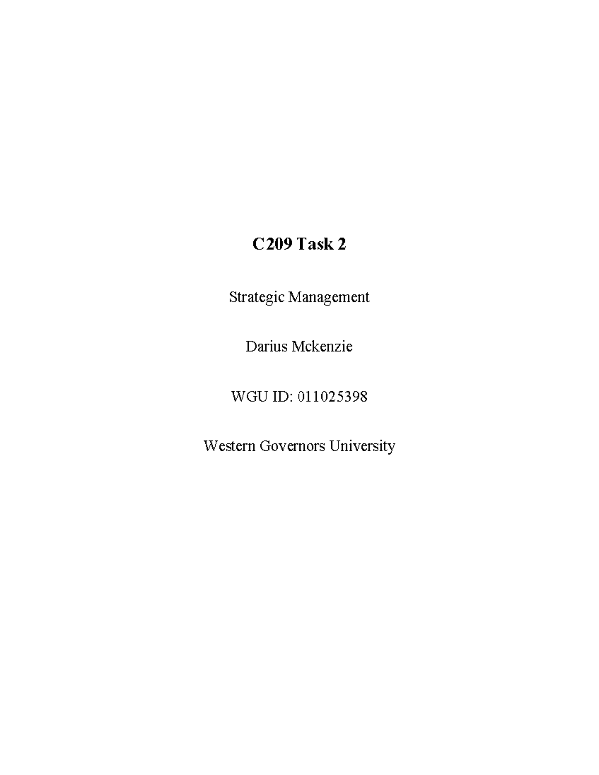C209 Task 2 - Strategic Management Analysis of General Motors - Studocu