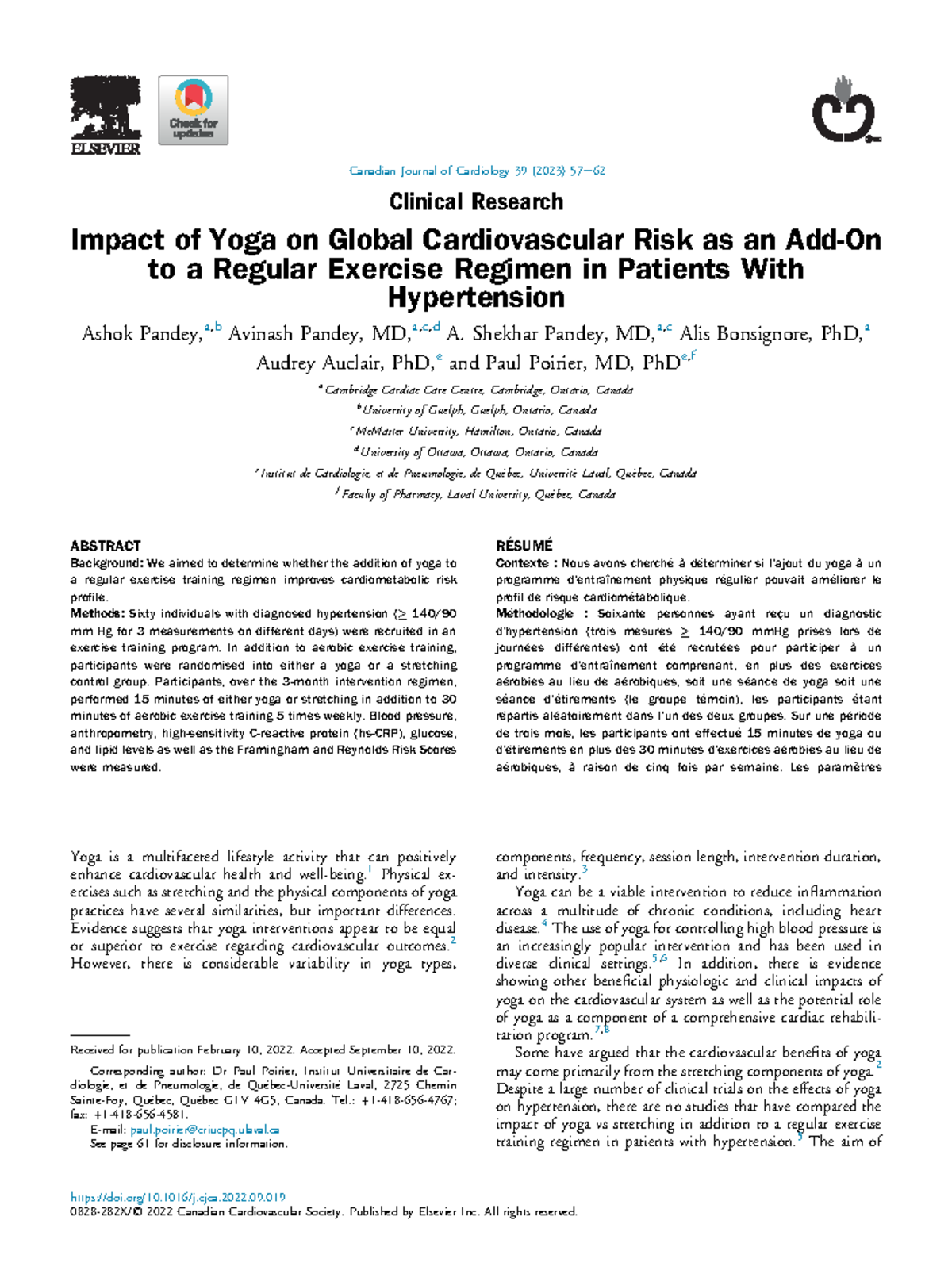 Impact of Yoga on Cardiovascular Risk in Hypertensive Patients: A 3 ...