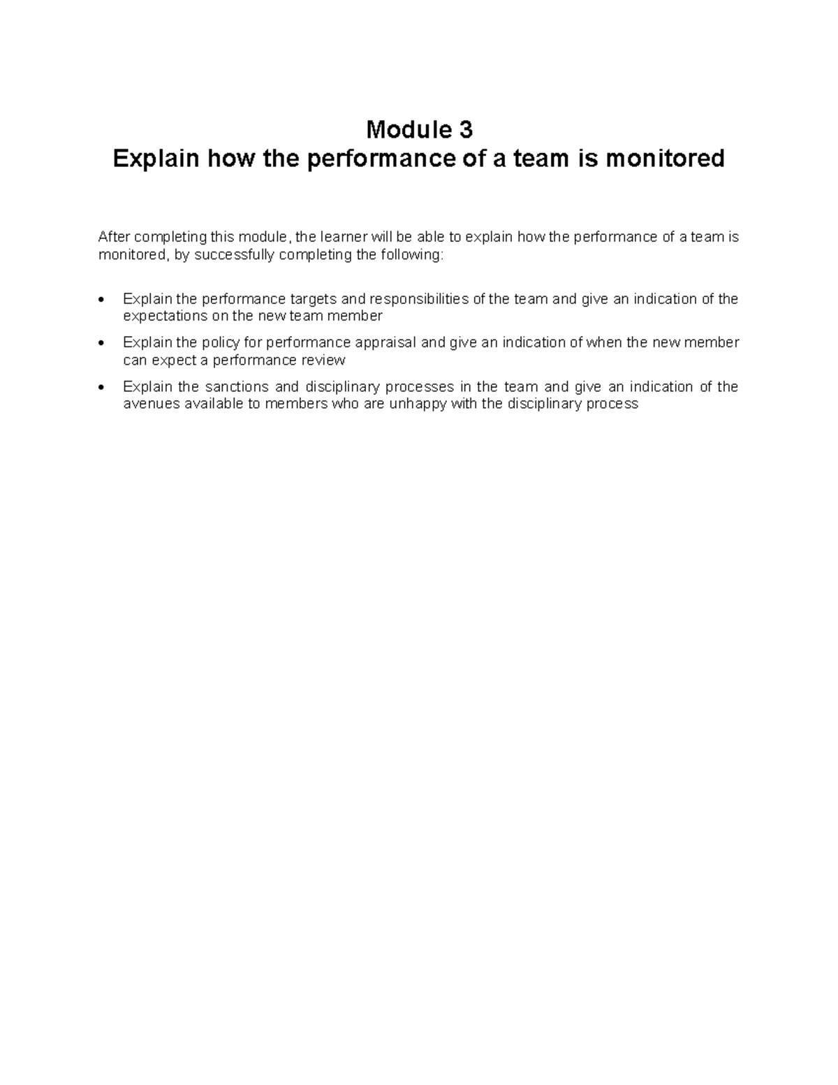 Team Performance Monitoring: Key Targets and Evaluation Processes - Studocu