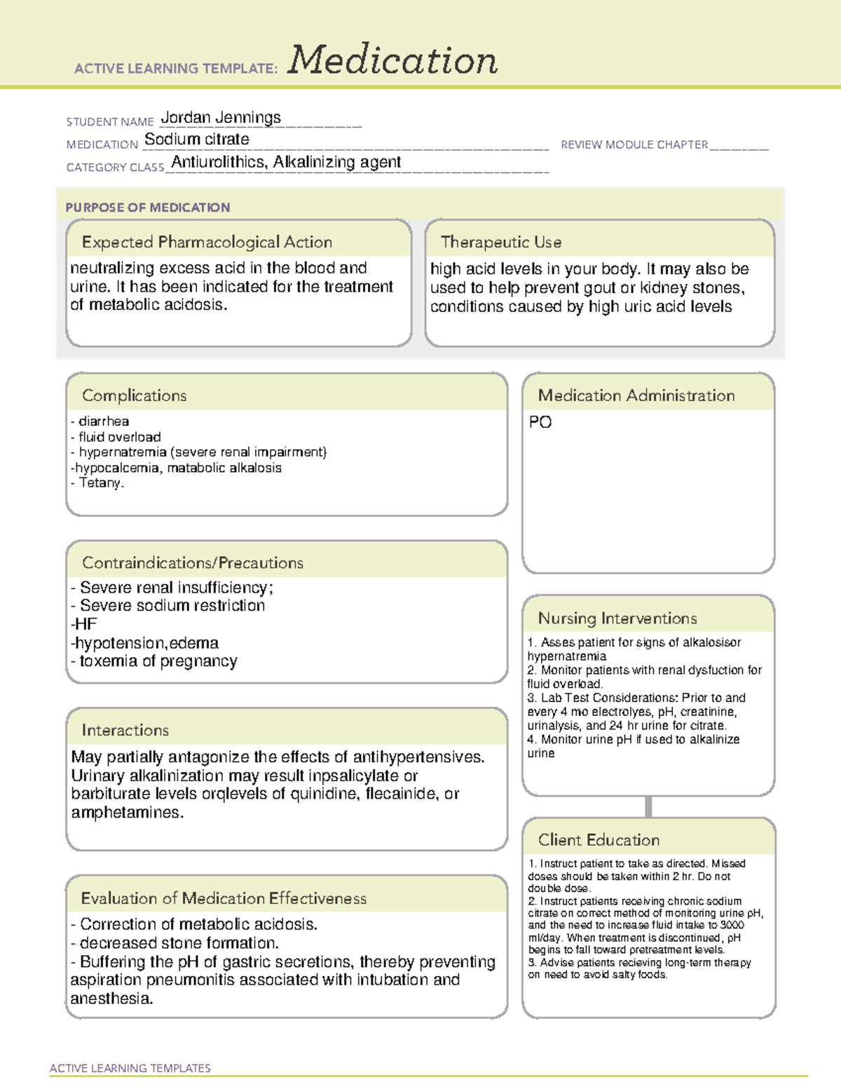 Sodium Citrate Review Module: Active Learning Template for ATI Med ...