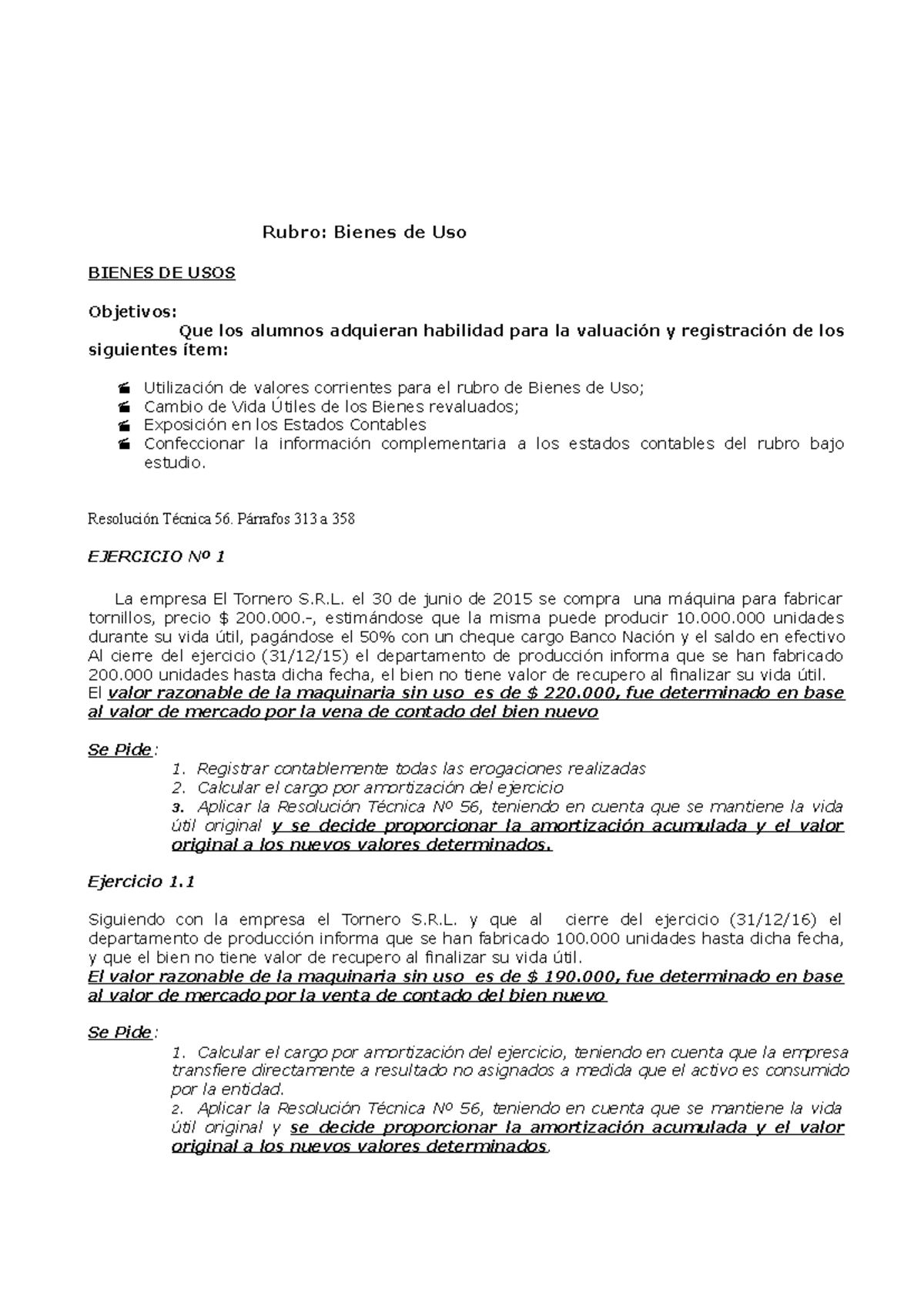 TP BIENES DE USO - Ejercicios para el Parcial de Contabilidad - Studocu