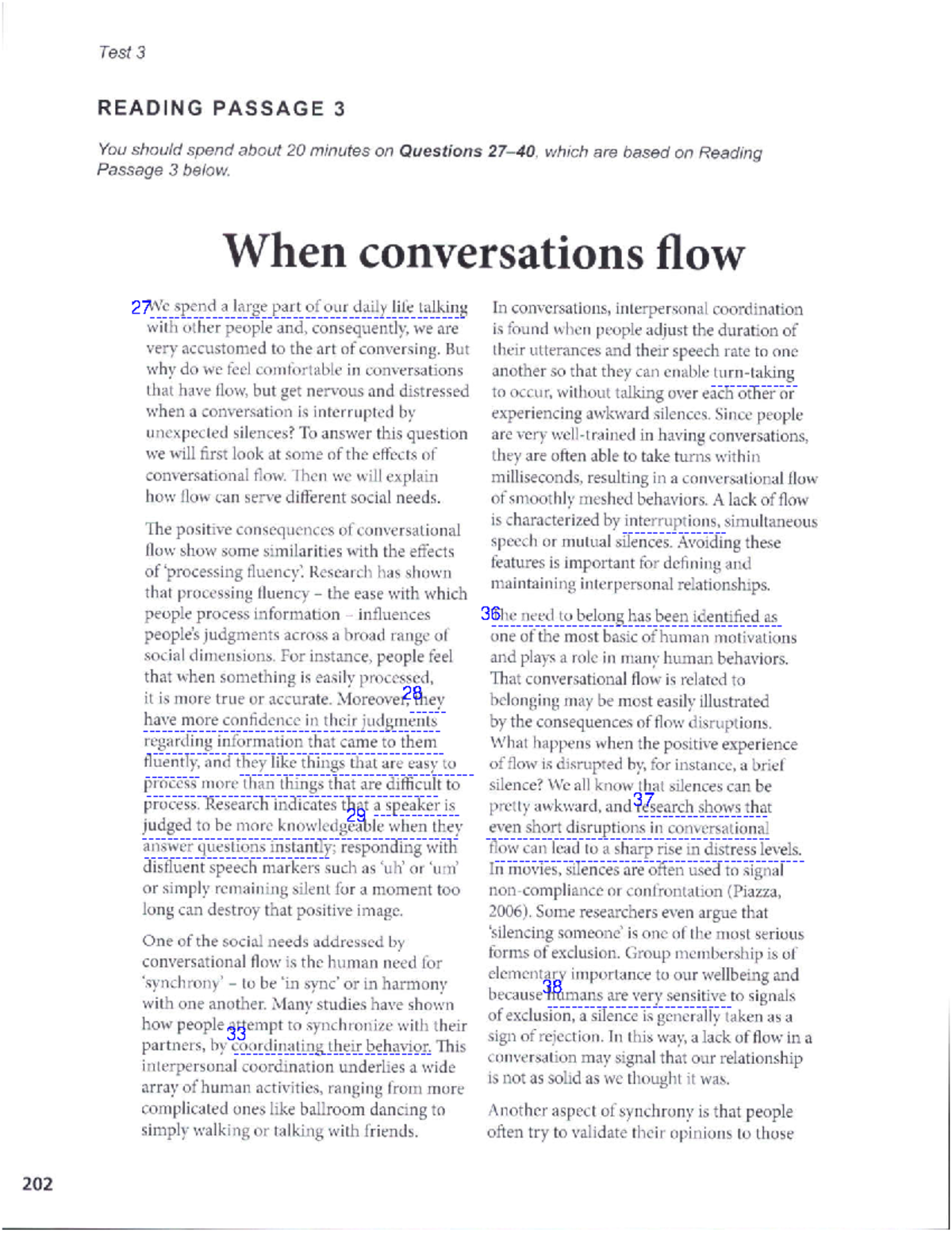 Test 3: Reading Passage 3 - Understanding Conversational Flow - Studocu