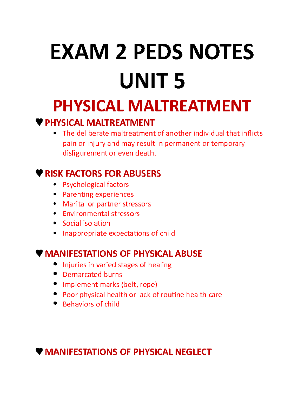 Exam 2 PEDS Notes - Pediatric Nursing Key Topics and Q&A Guide - Studocu