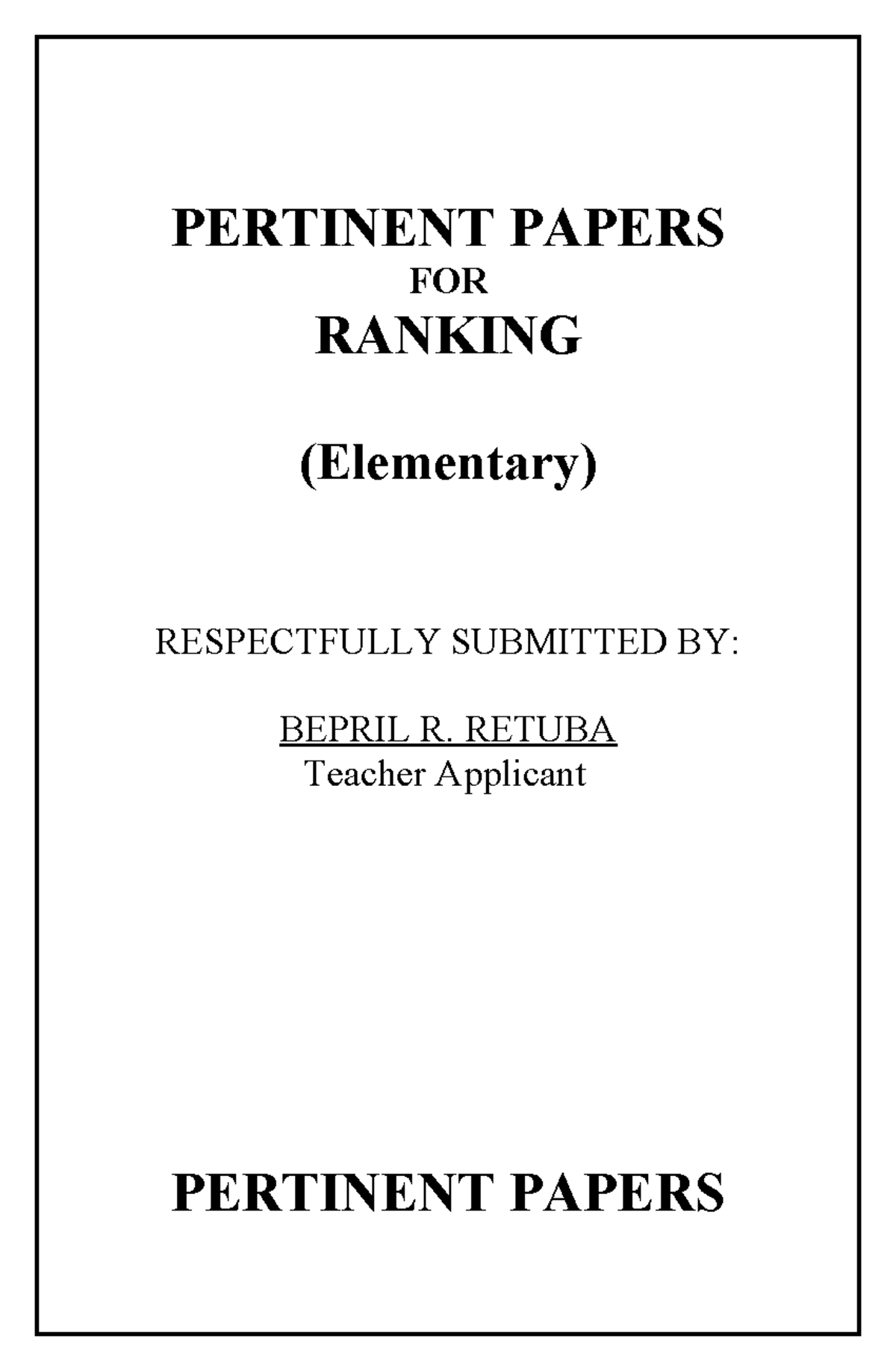 Ranking Cover Pages - BSEd Major in English - PERTINENT PAPERS FOR ...