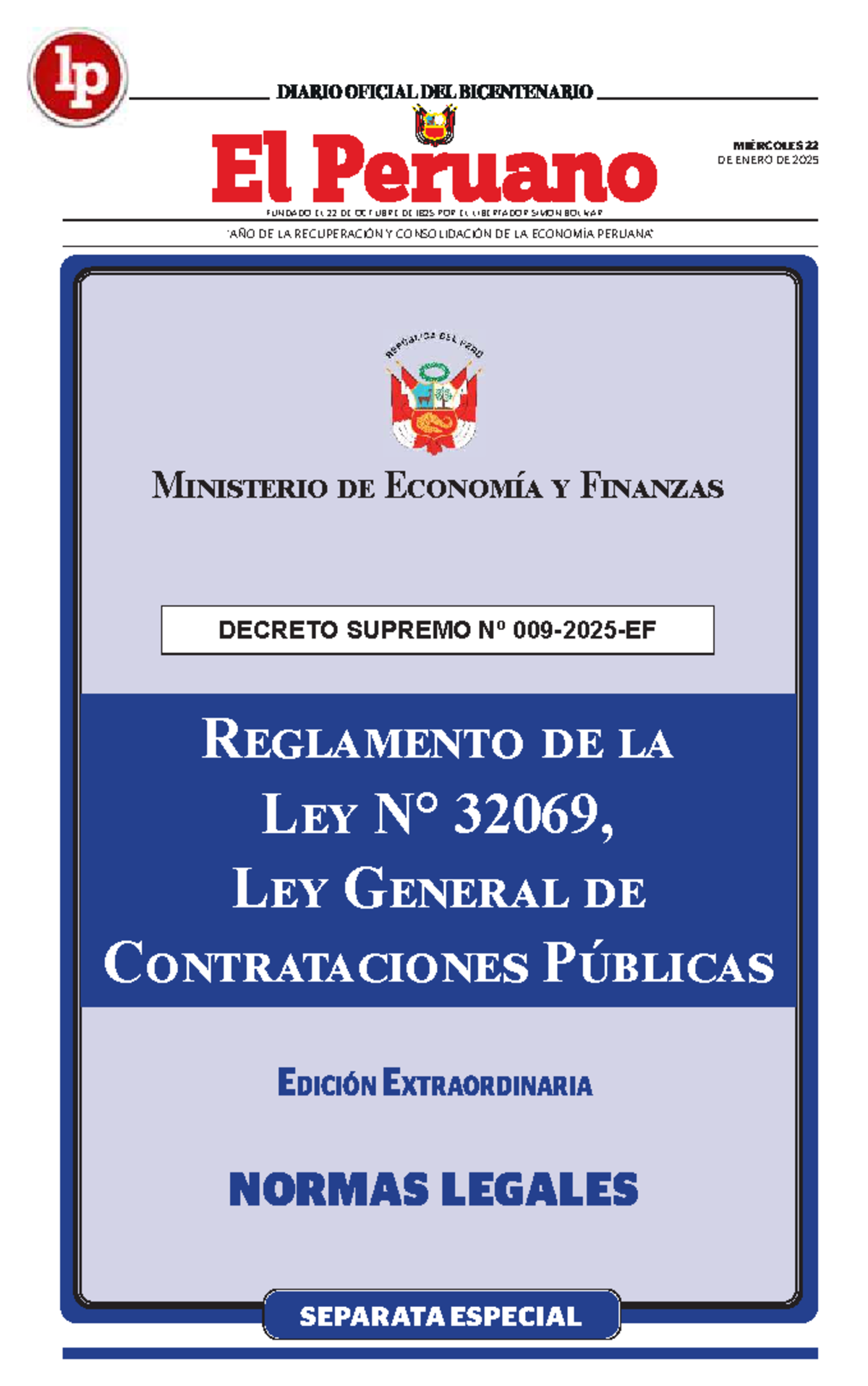 Reglamento de la Ley 32069: Ley General de Contrataciones Públicas LP ...