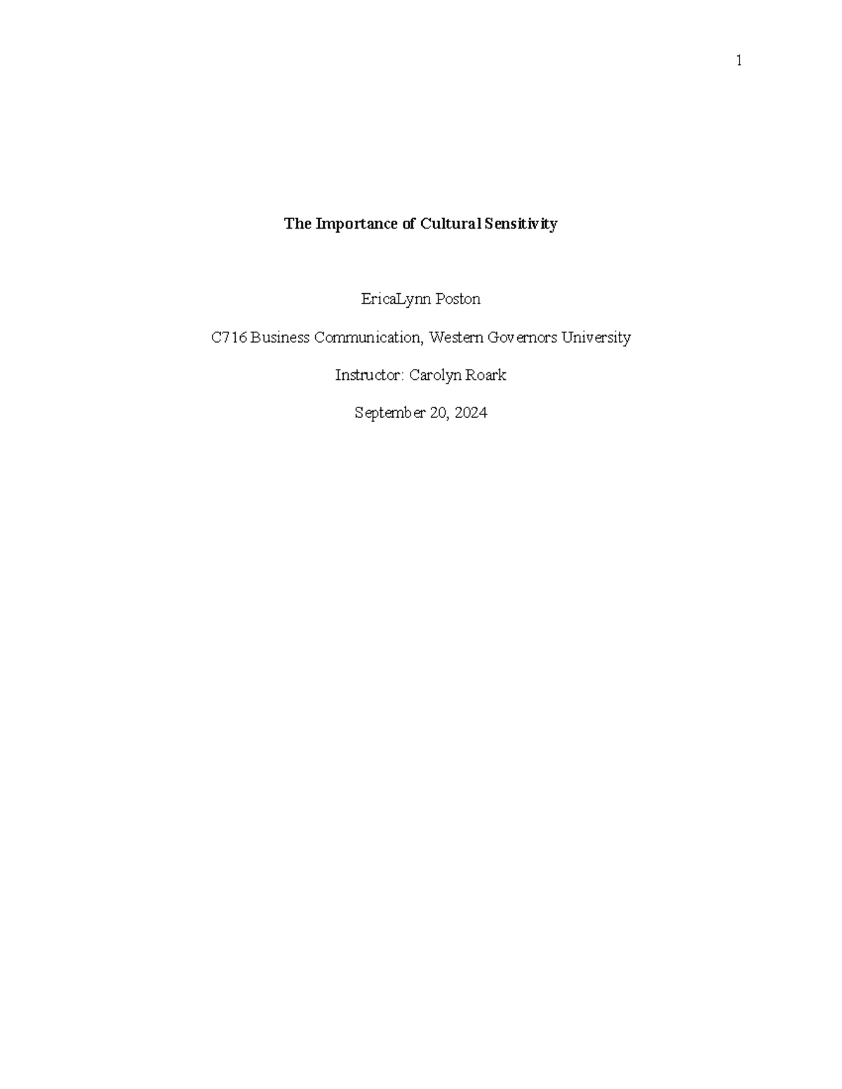 C716 SRM3 Task 1: Importance of Cultural Sensitivity in Business - Studocu