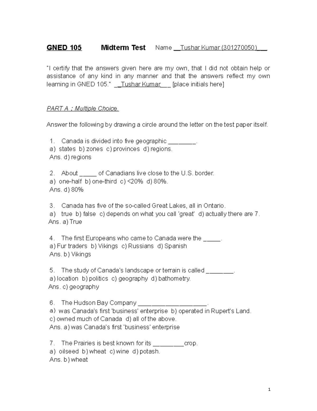 GNED 105 Midterm Test 2021: Comprehensive Review Guide - Studocu