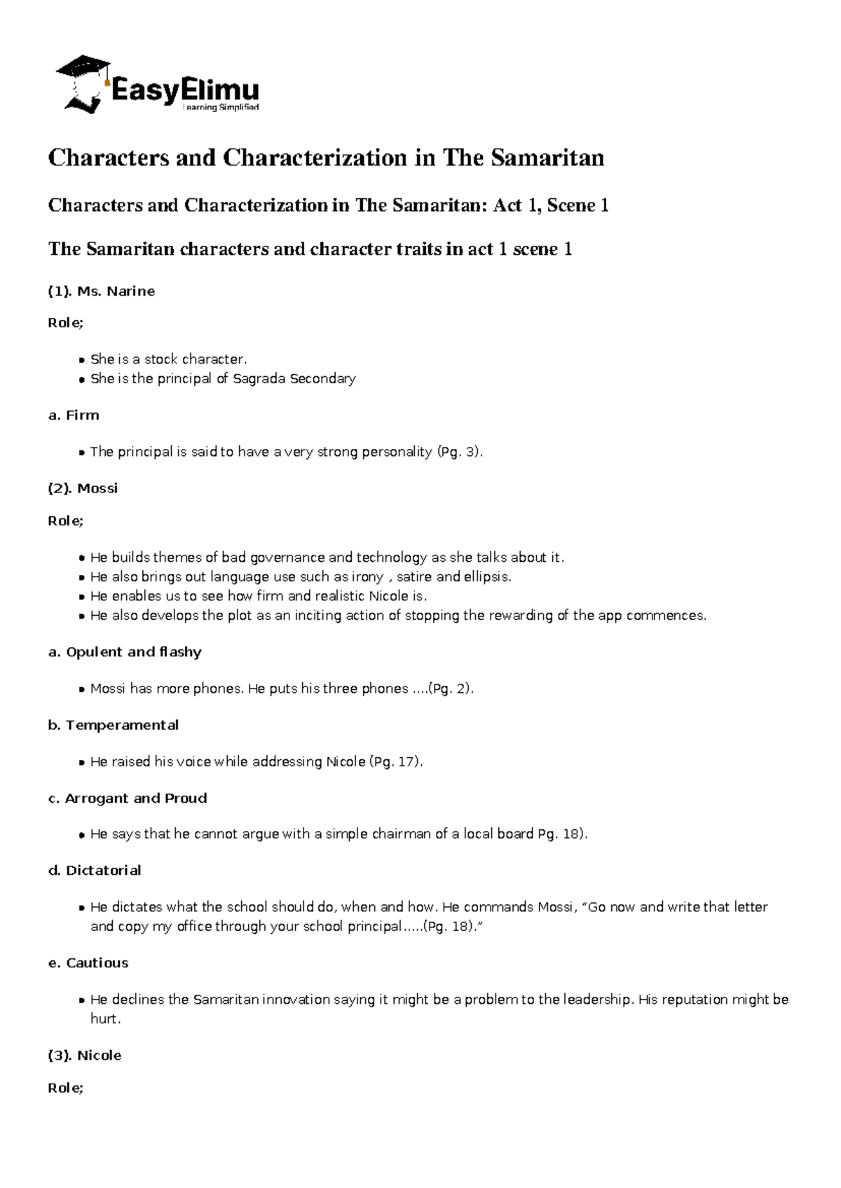 Characters and Characterization in The Samaritan: Detailed Scene ...