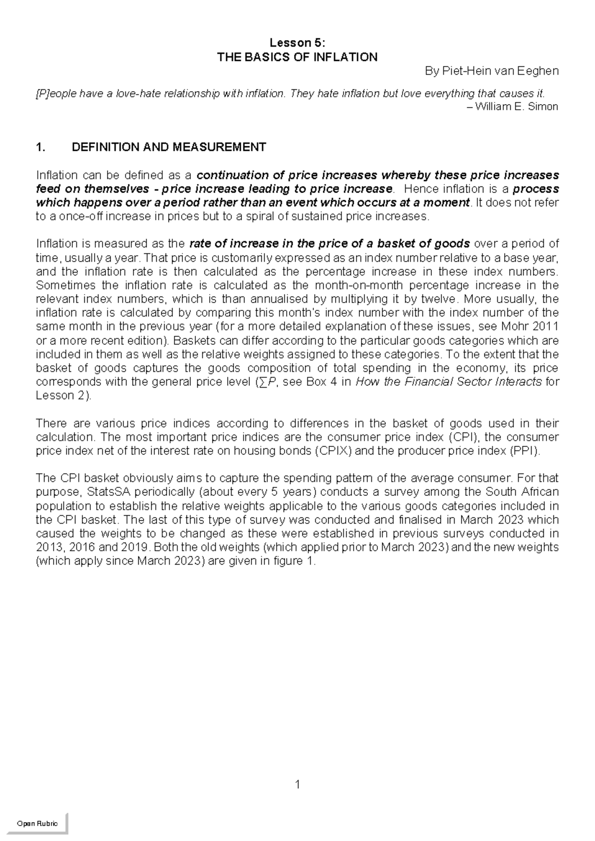 Unisa 2025j - Lesson 5: Understanding Inflation Dynamics - Studocu