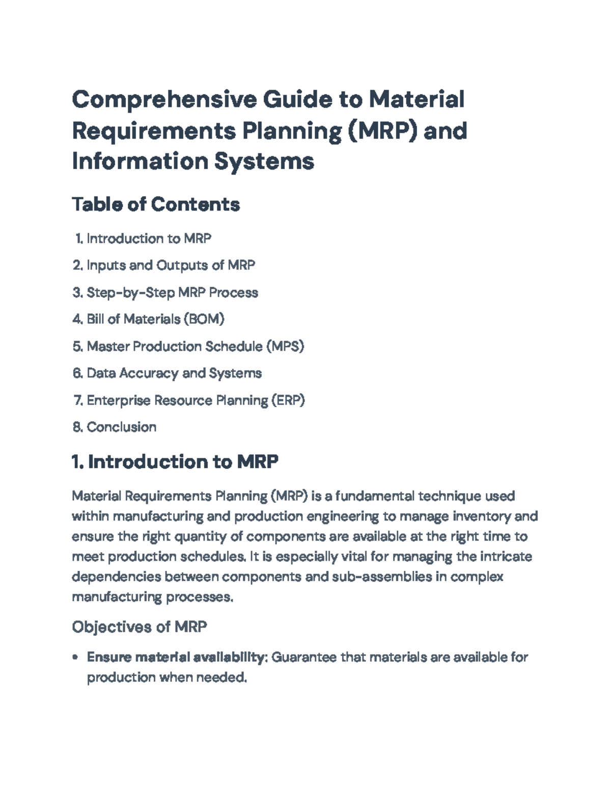MRP and ERP: A Comprehensive Guide to Material Planning (Course Code ...