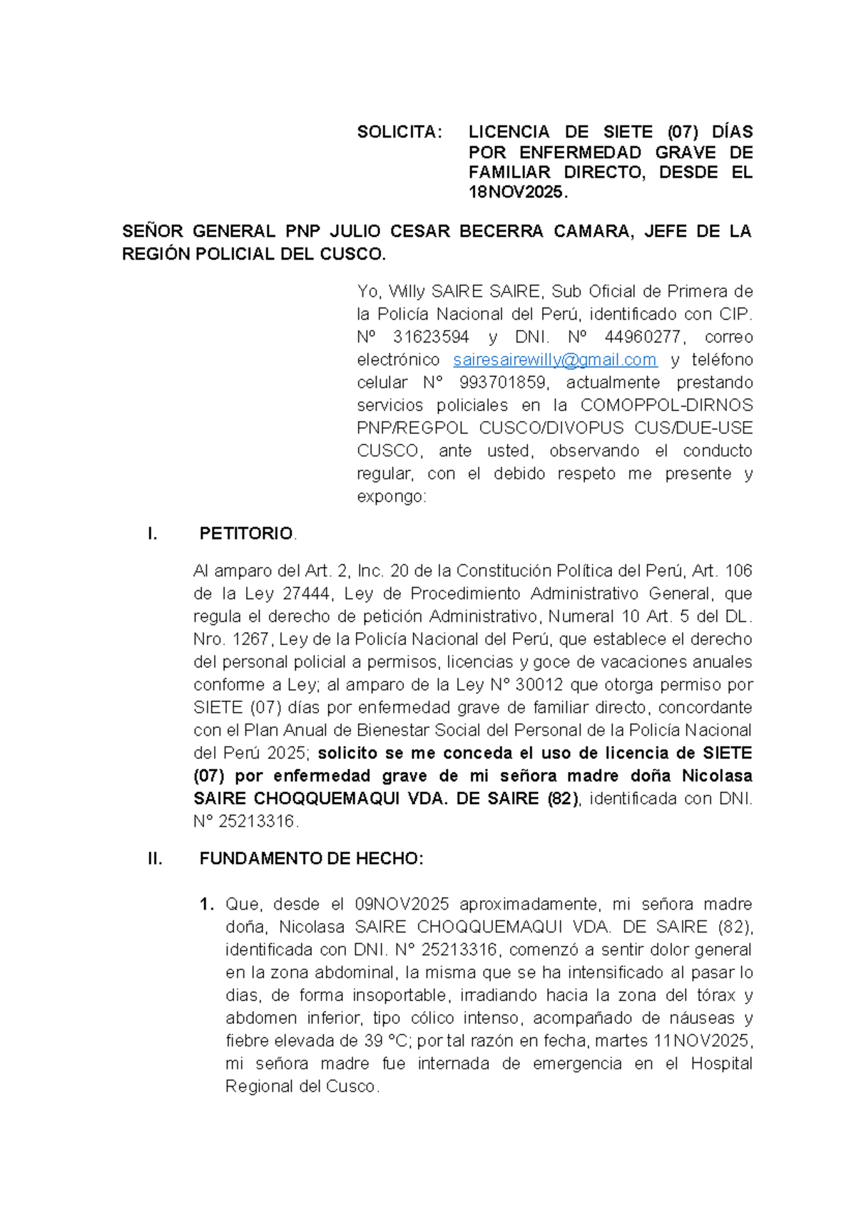 Solicitud de Licencia por Enfermedad Familiar - 07 Días 2025-3 - Document Preview