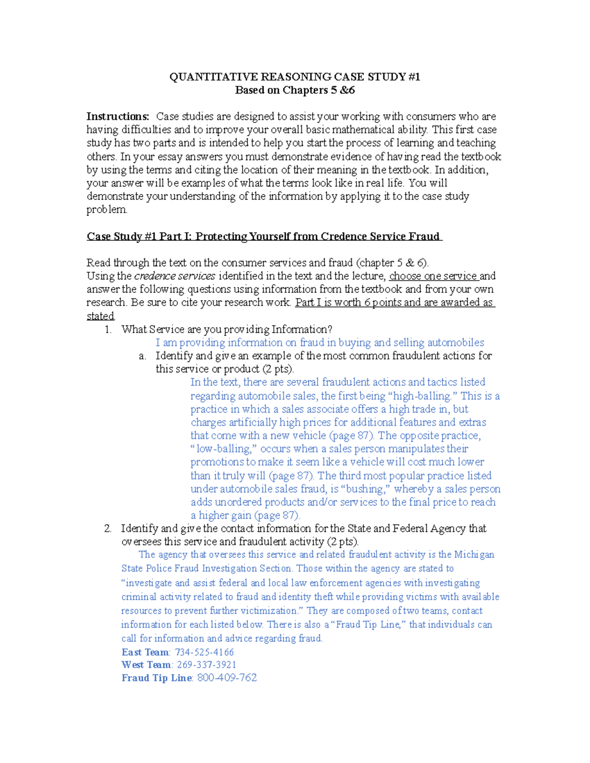 NASH Case Study 1 - QUANTITATIVE REASONING CASE STUDY Based on Chapters ...