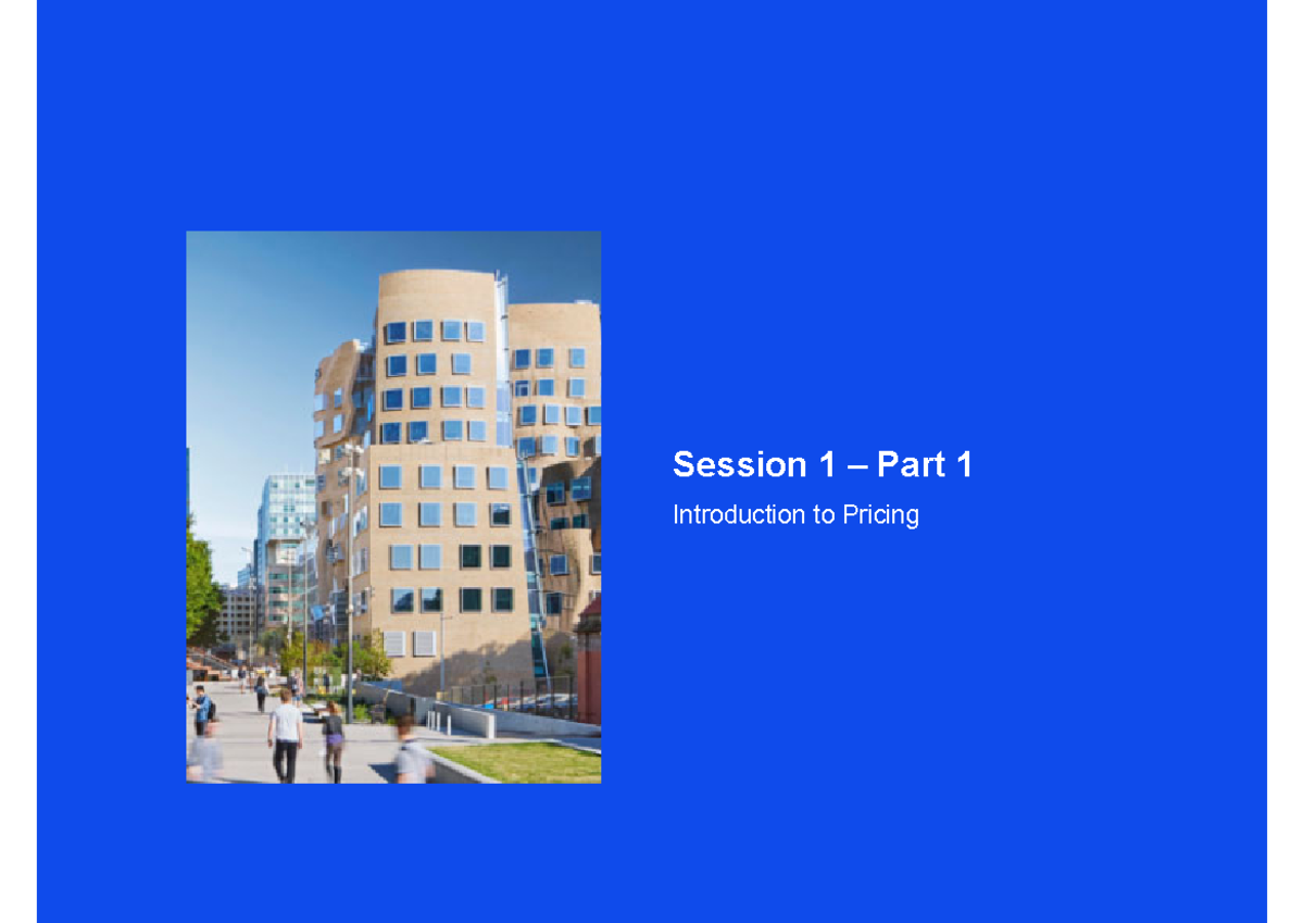 Lecture 1: Introduction to Pricing Concepts and Strategies - Studocu