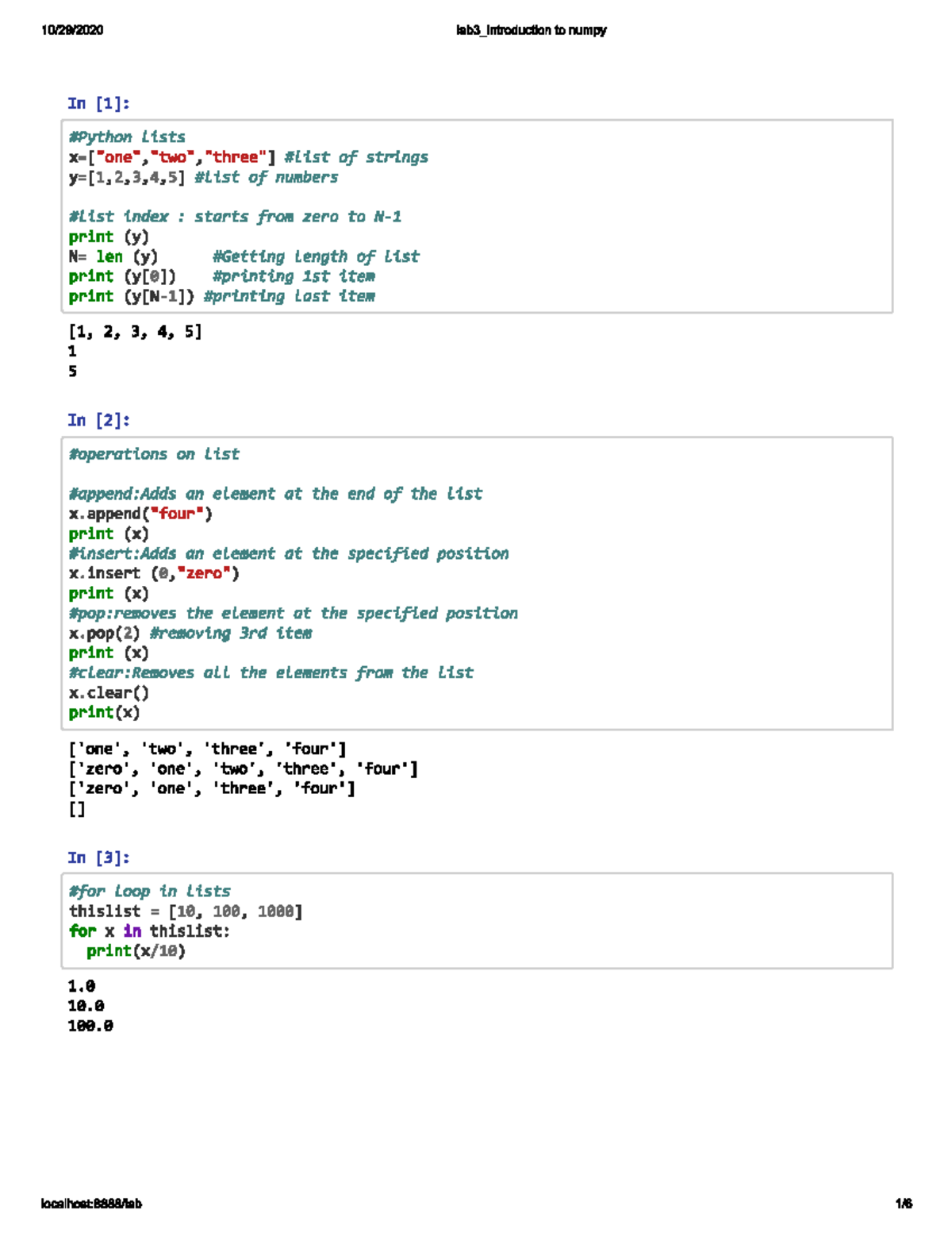 Lab 3 introduction to numpy - lab3_introduction to numpy In lists of ...
