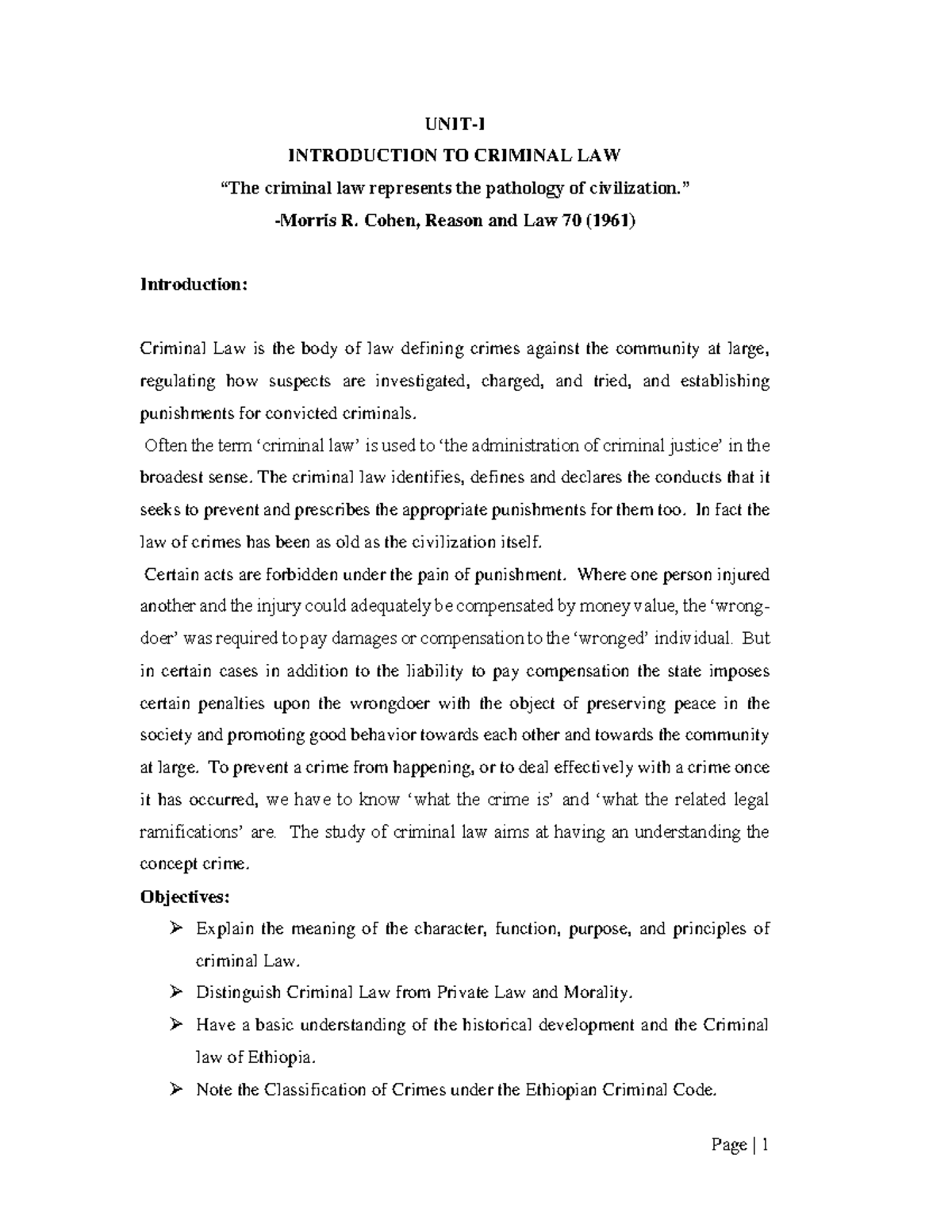 CRIM 101 - Comprehensive Lecture Notes on Criminal Law Concepts - Studocu