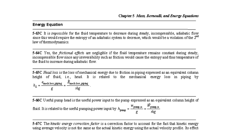 Chapter 5: Mass, Bernoulli, and Energy Equations (FM Sol) - Studocu