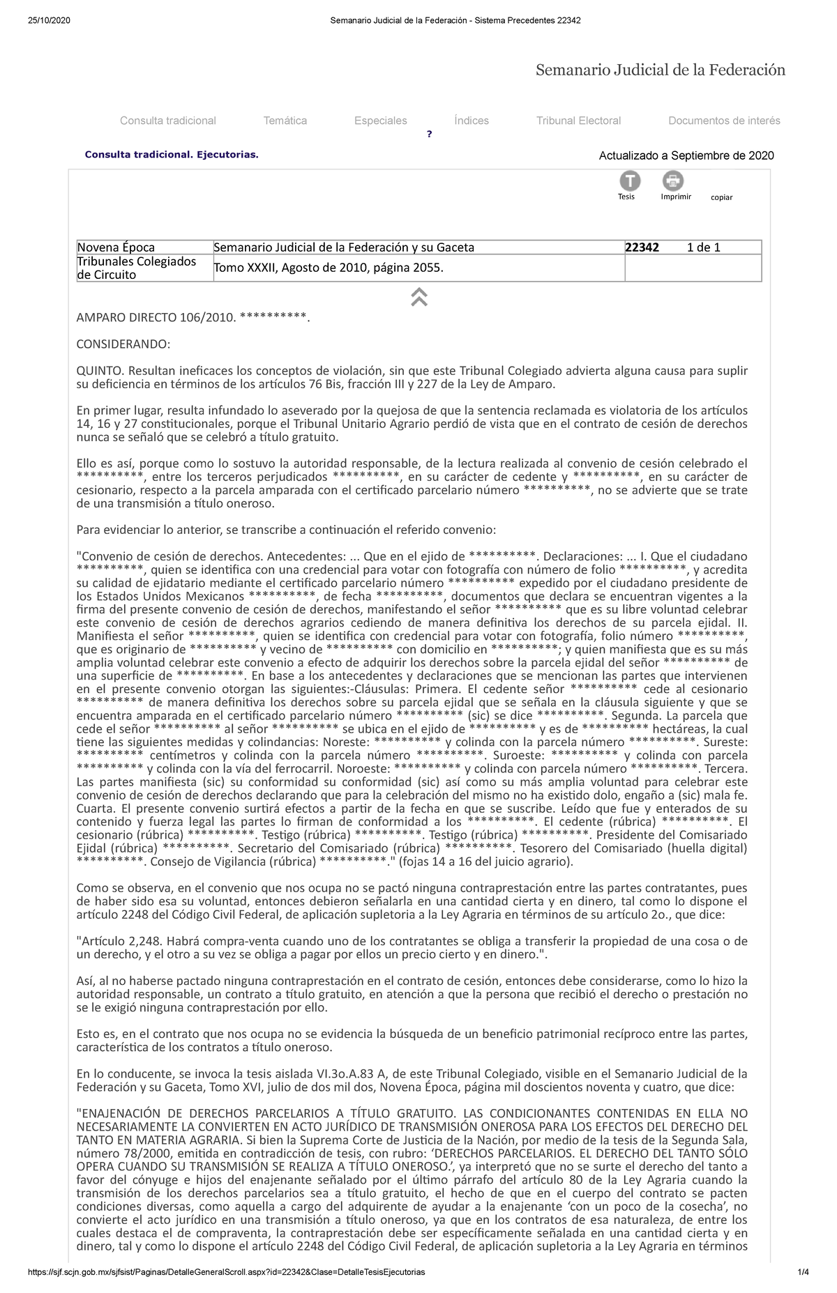 Nulidad de Enajenación de Derechos Parcelarios - Precedente 22342 - Studocu