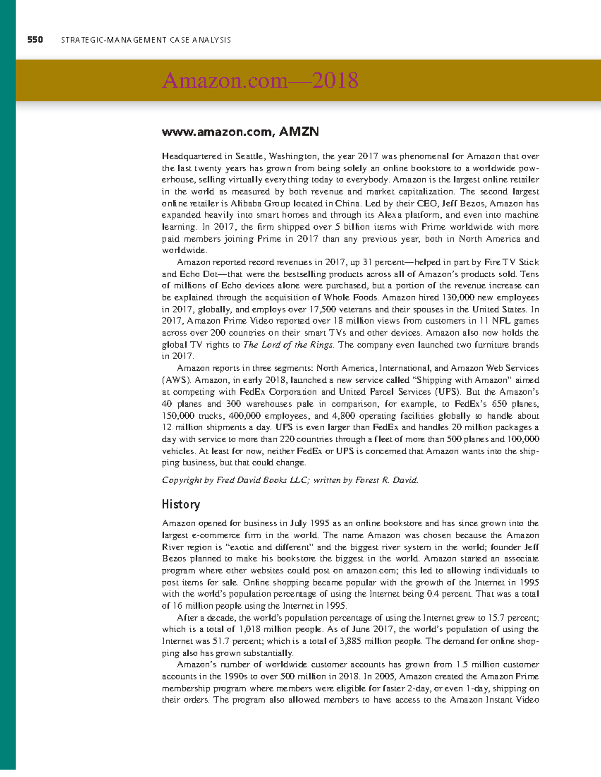 Amazon Strategic Management Case Study Analysis - 2018 Overview - Studocu
