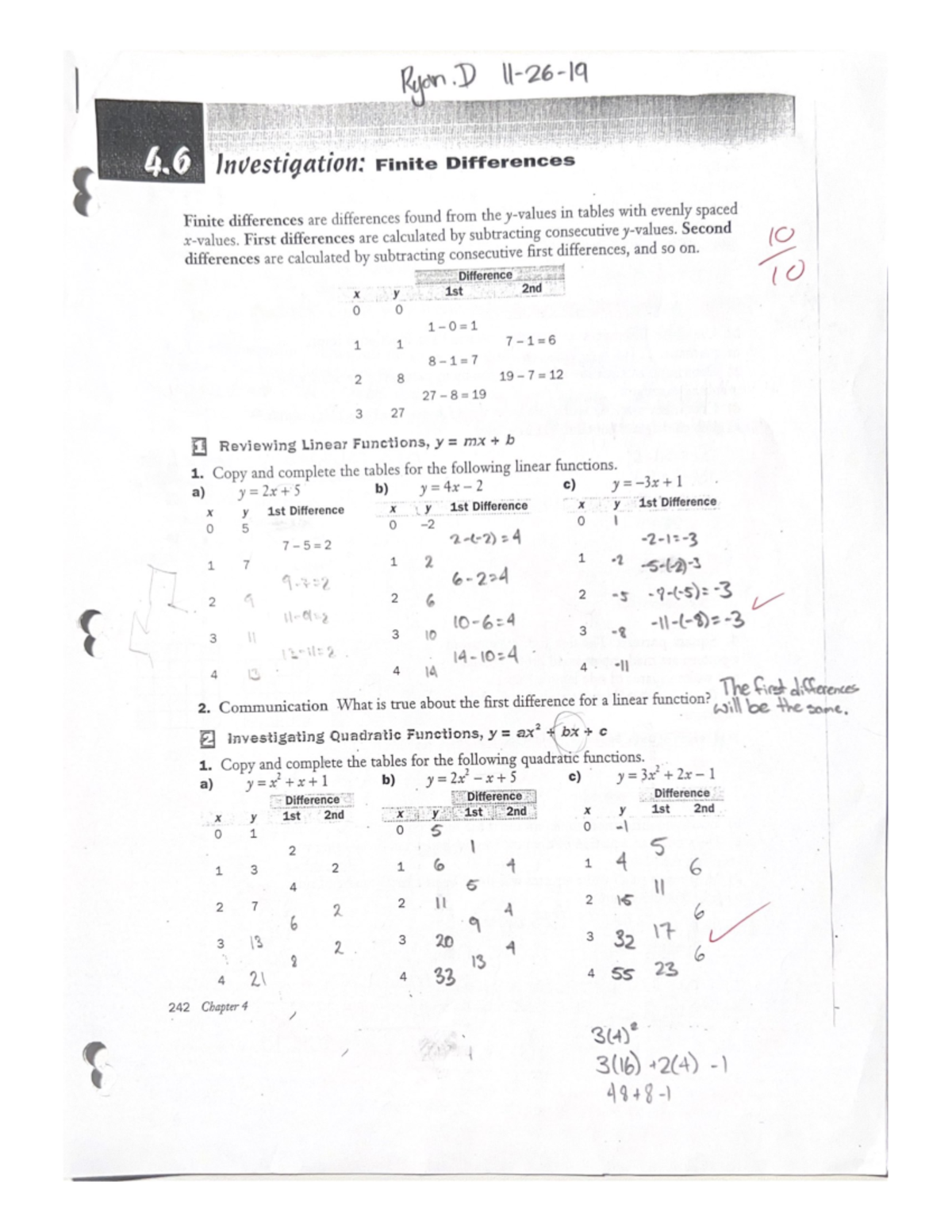 Grade 10 Math - Practice Questions on Linear Functions & Finite ...
