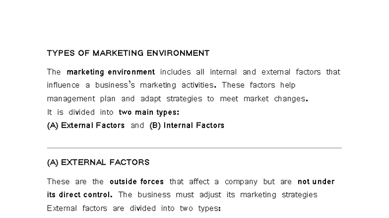 Types of Marketing Environment: Internal & External Factors Explained ...