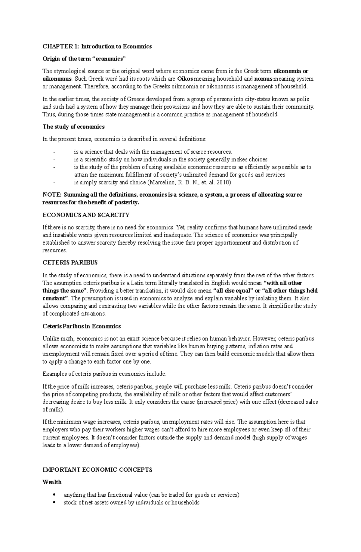 ECO E301 1 Introduction to Economics - CHAPTER 1: Introduction to ...